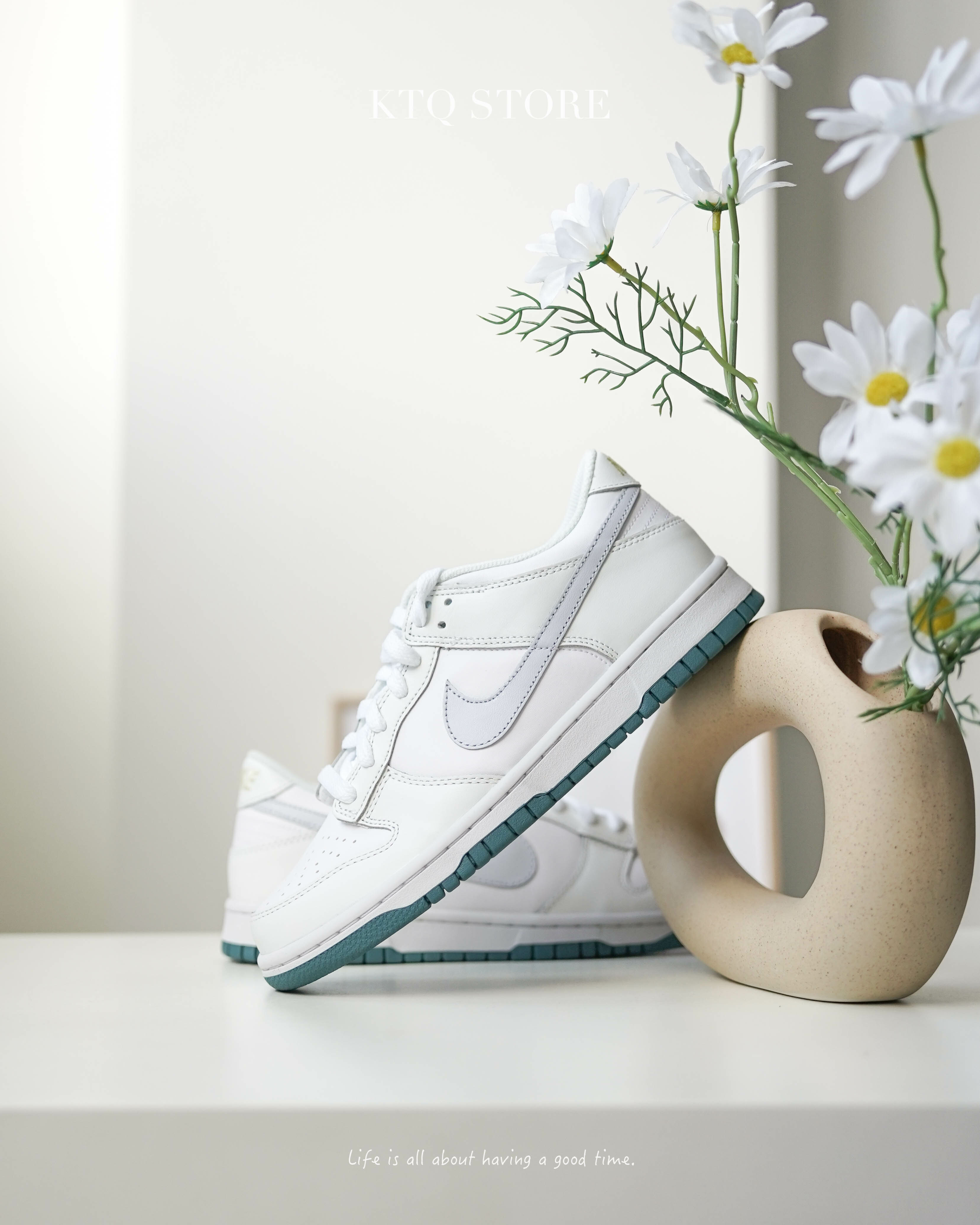 KTQ STORE ‧ Nike Dunk Low (GS) "White Grey Teal" 白 湖水藍 FD9911-101