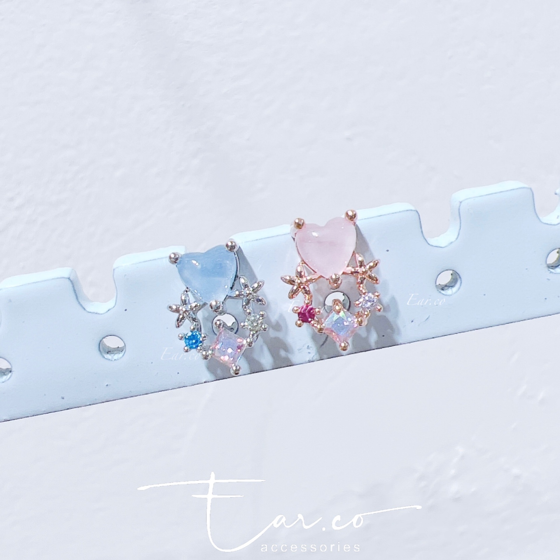 愛心蛋白石小花圈耳骨釘 [單支] #P017