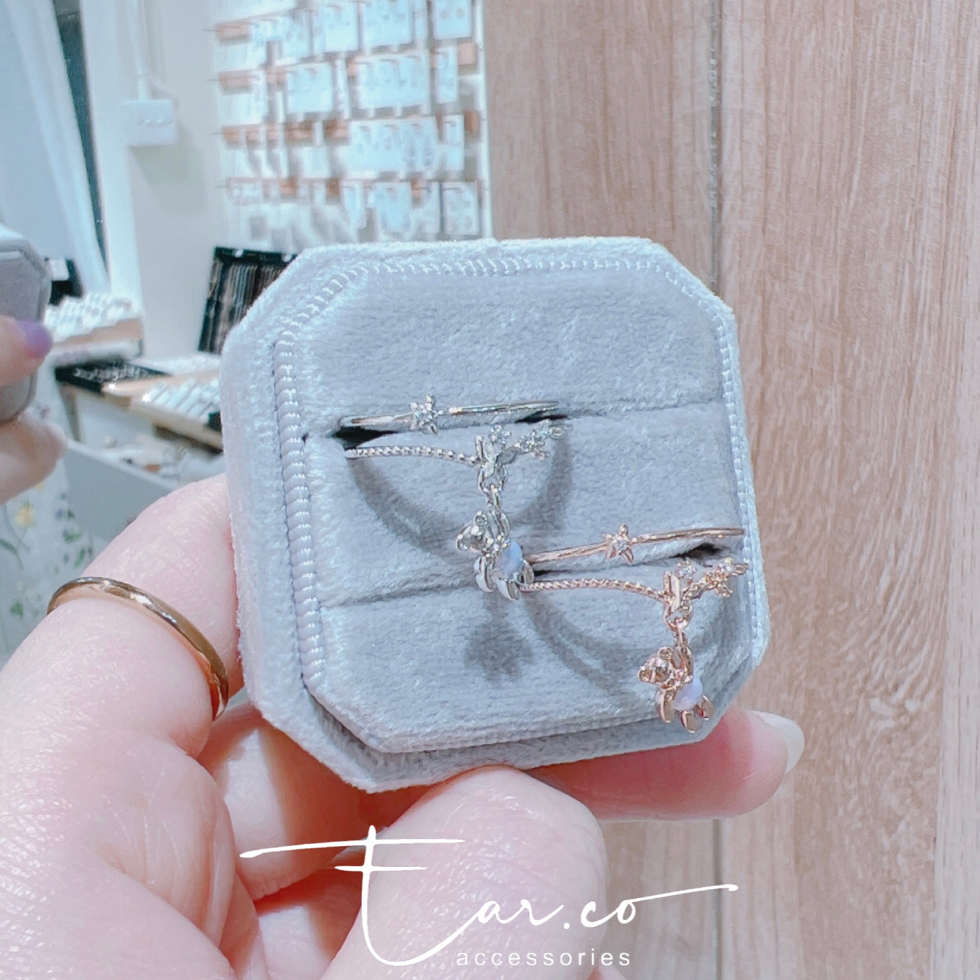 蝴蝶小花雙層小熊戒指 #H31