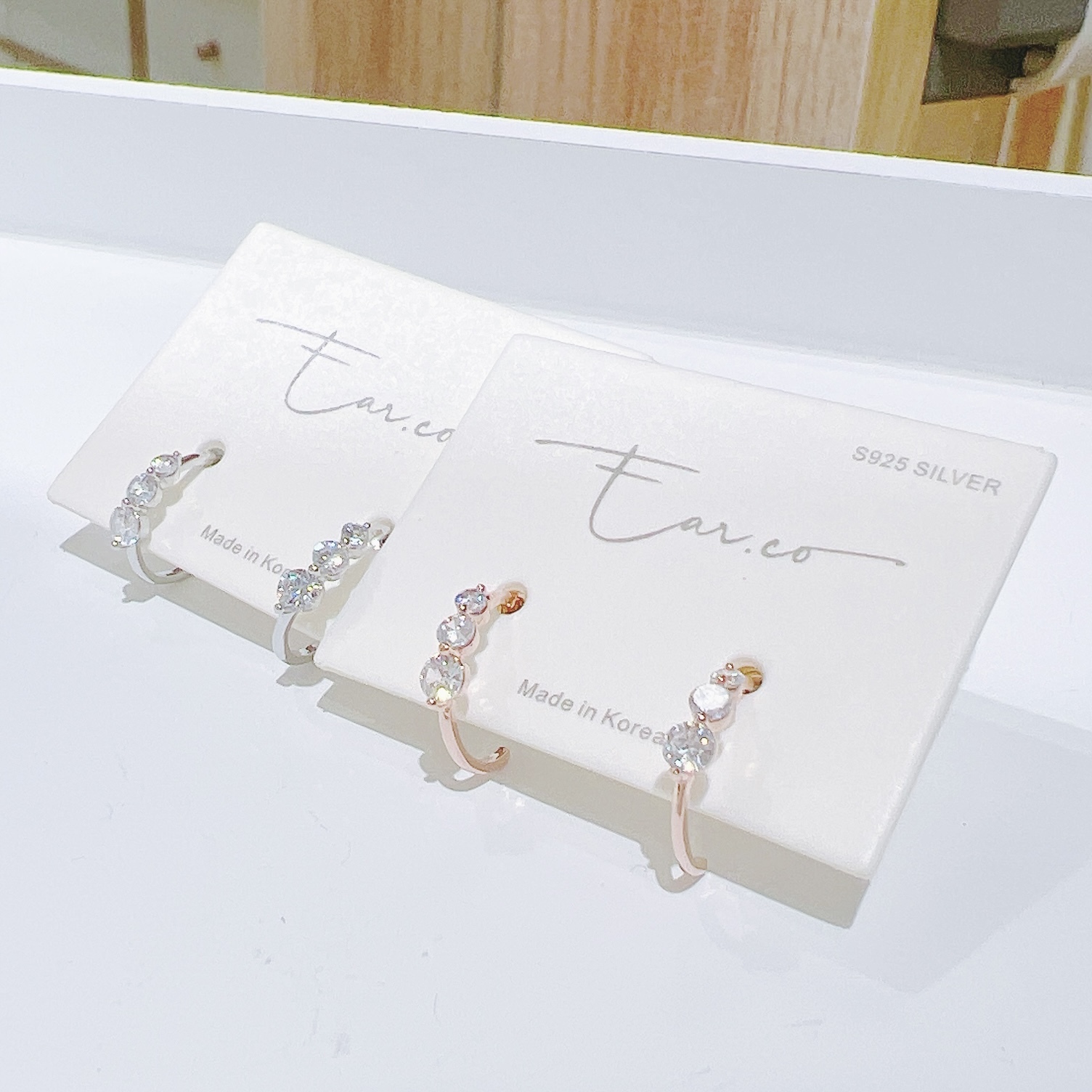 簡約三粒鑽半耳圈 #H26