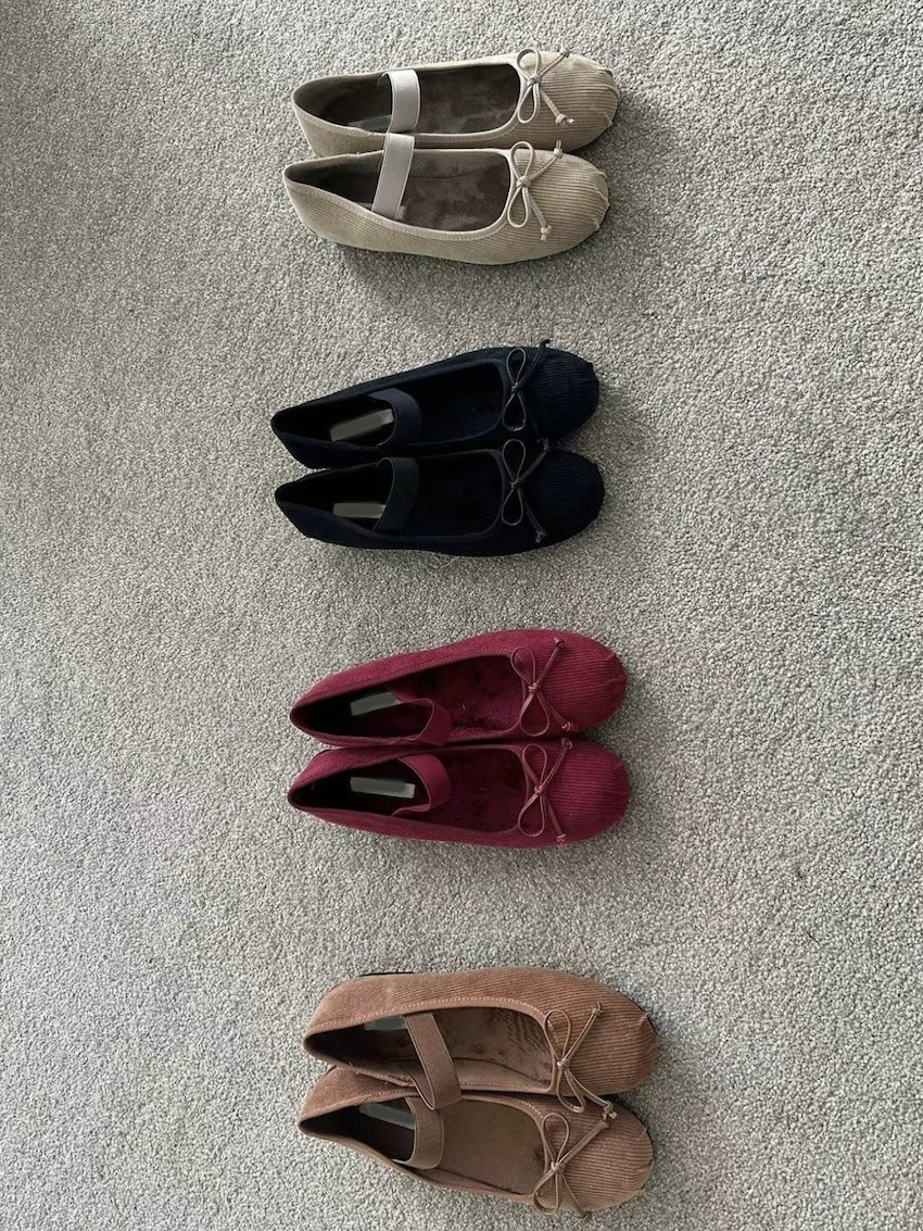 Swan Lake corduroy ballet flats