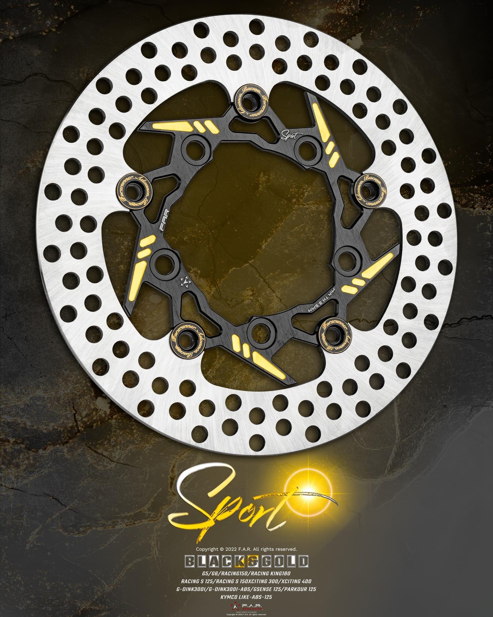 【FAR】SA SPORT 運動版 浮動 碟盤 黑金配色