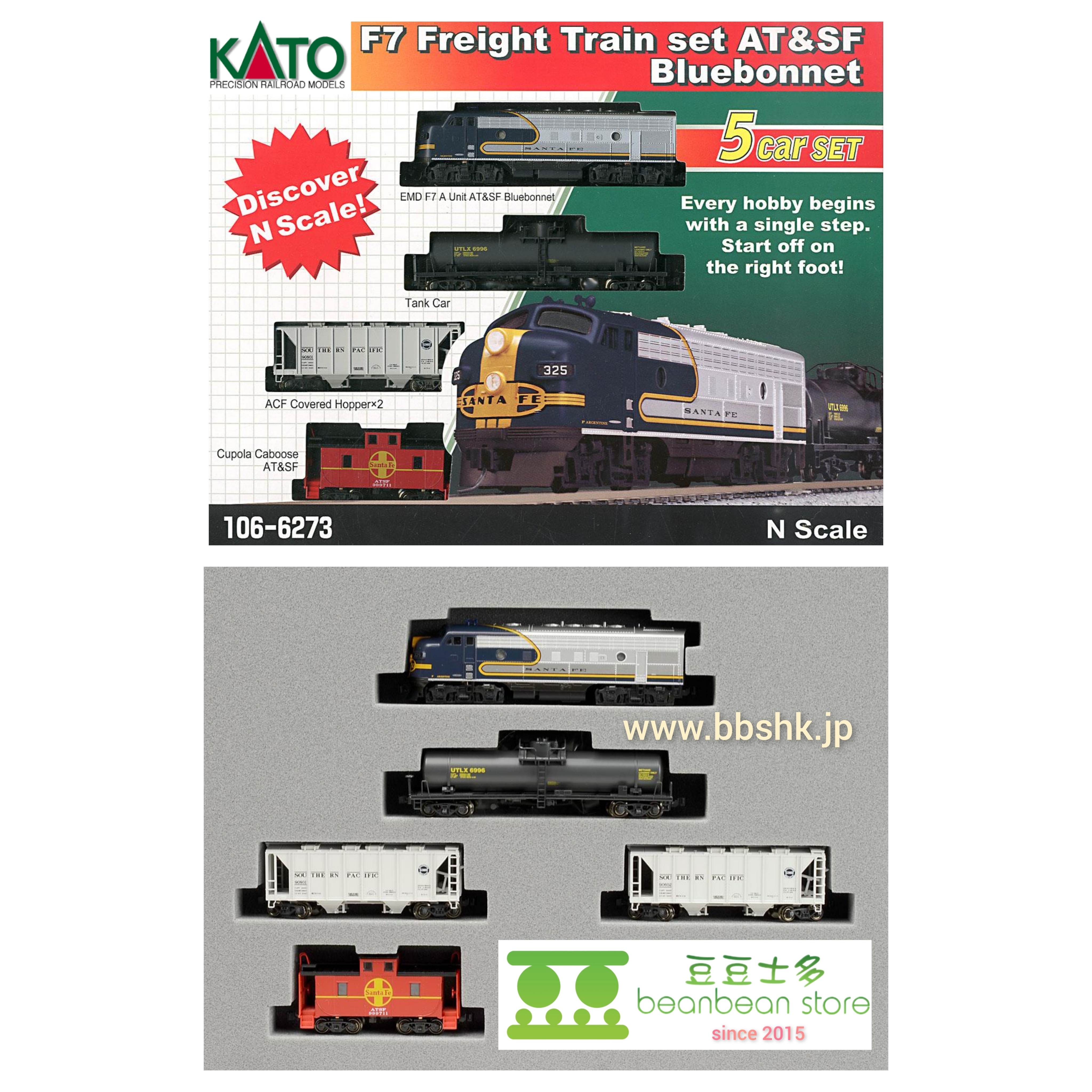 KATO 106-6273 F7 Freight Train Set (AT&SF Blue Bonnet)