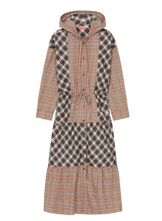 [S] KENZO CHECKERD DRESS,BURGUNDY, FC62RO0989LJ [FINAL SALE] (SK176)
