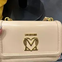 [S] LOVE MOSCHINO JC4258PP0CKK0107 SMALL LOGO METAL SHOULDER BAG,BEIGE, 8051578887953 (SLM221)