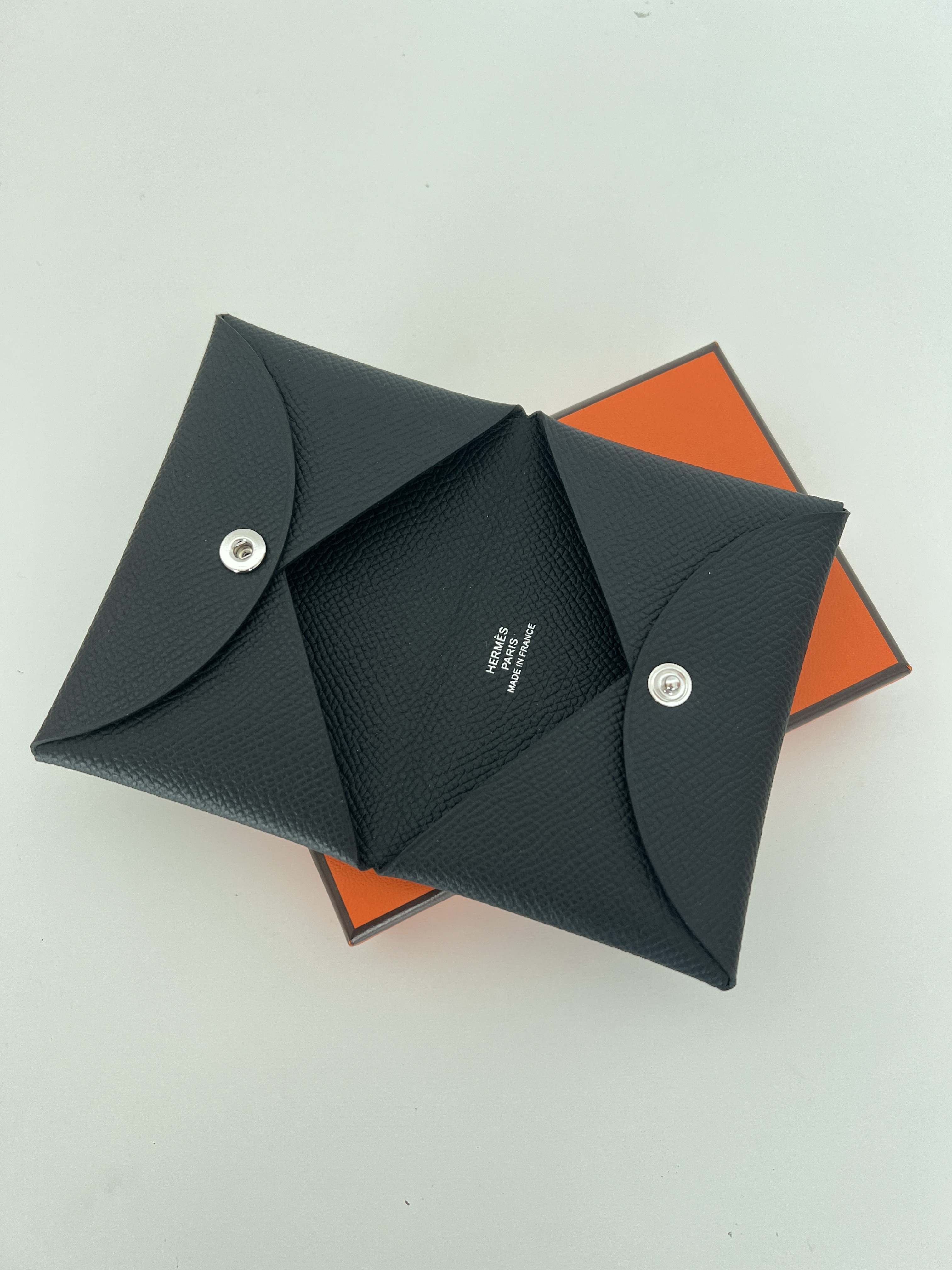 Hermes Calvi Card Holder Black color