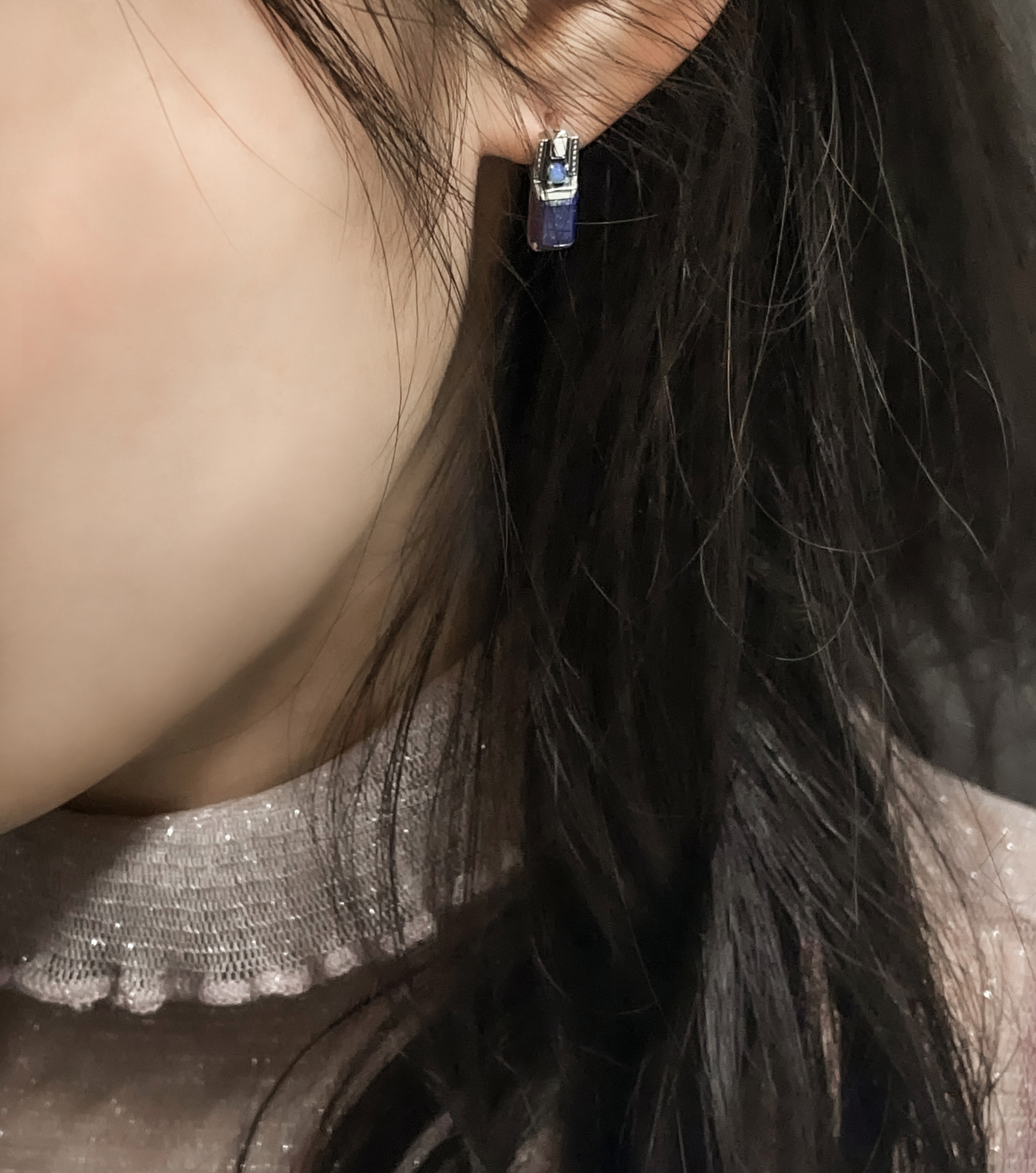 青金石幾何耳環OP2108