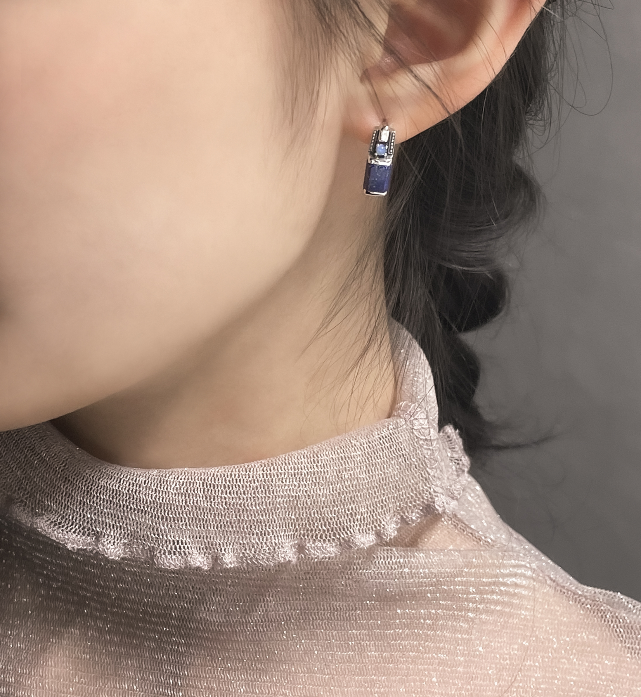 青金石幾何耳環OP2108