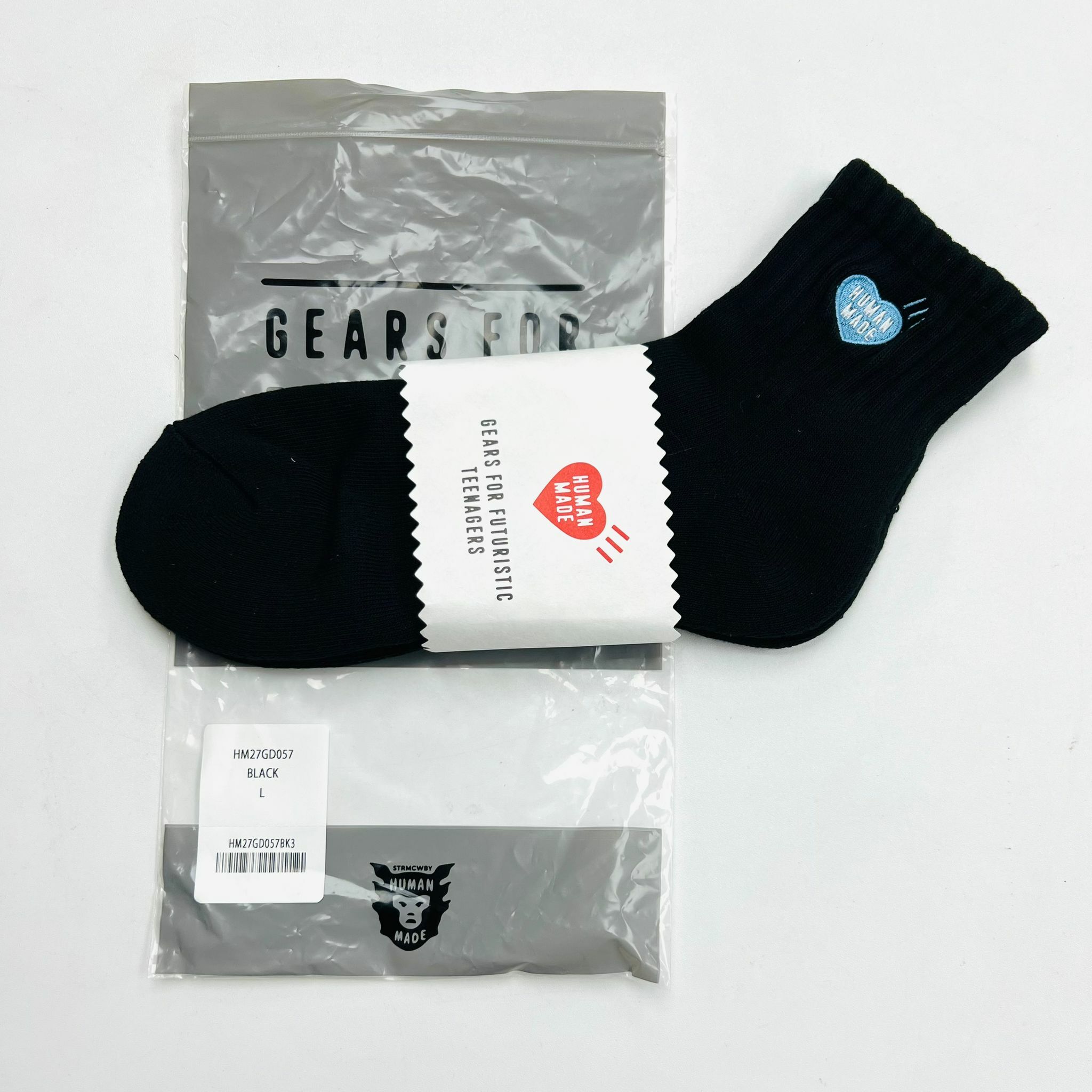 Human Made Black Short Pile Socks (Blue Heart)