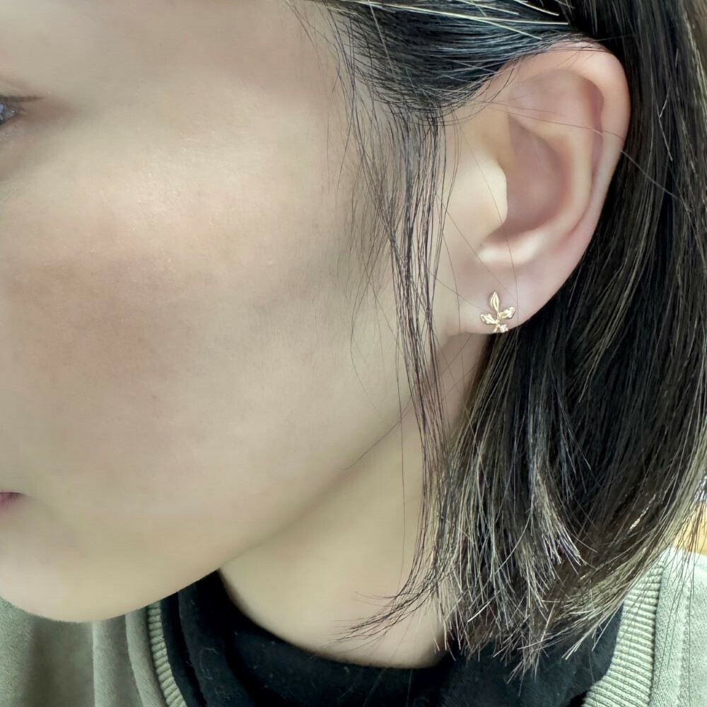 【me.luxe】K10紫藤葉鑽石耳環