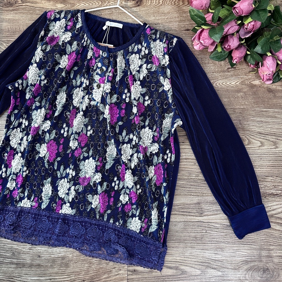 神秘感紫藍色牡丹上衣