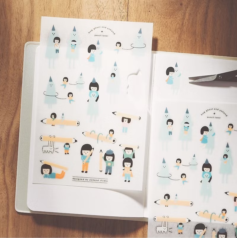 右手超人｜轉印貼紙｜2入｜抱抱鬼和鉛筆