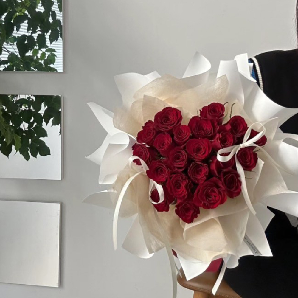 芭蕾風愛心玫瑰花束（20朵） /進口鮮花玫瑰
