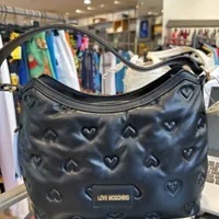 [S] LOVE MOSCHINO JC4042PP1FLD0000 EMBOSSED HEART SHOULDER BAG,BLACK, 8054400948570 (SLM235)