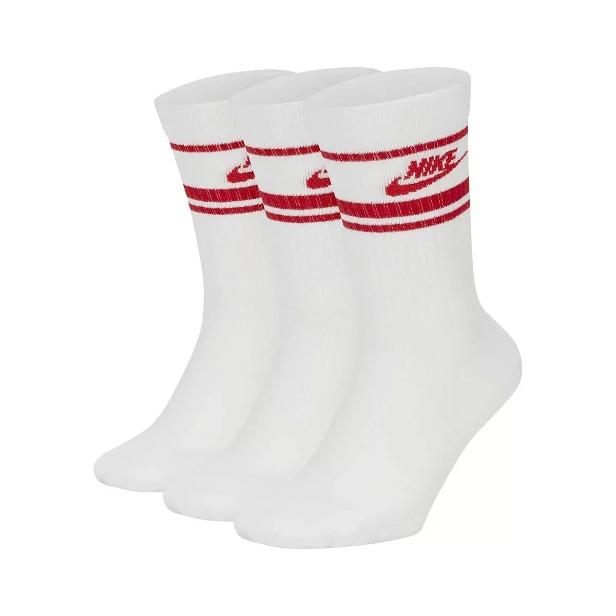 NIKE 長襪 EVERYDAY PLUS 白紅 條紋 中高筒 三雙一組 襪子 DX5089-102