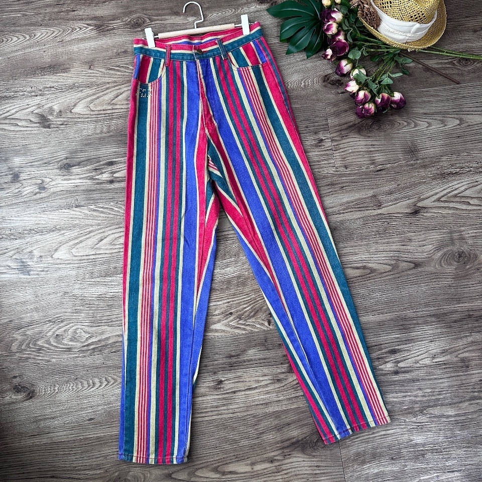 懷舊香港情懷感彩色長褲