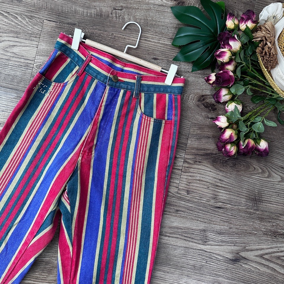 懷舊香港情懷感彩色長褲