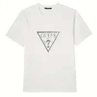 [S] GUESS TRIANGLE SHORT SLEEVE T-SHIRT,WHITE, MN2K8407-WHT (SGU496)