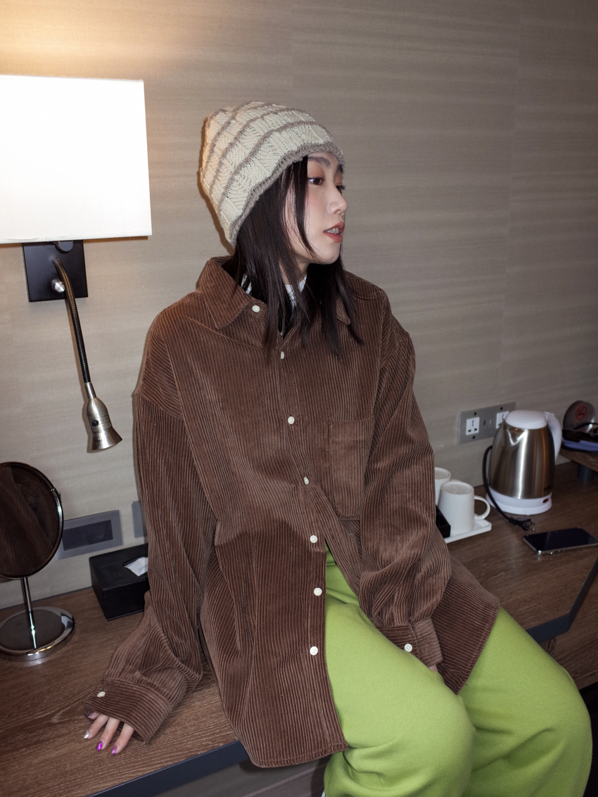 (UNISEX) neutral corduroy shirt