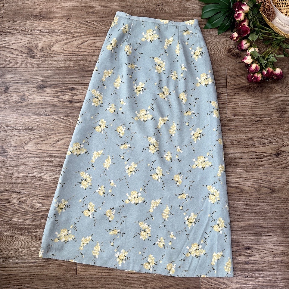 日本製粉藍色黃玫瑰半身裙