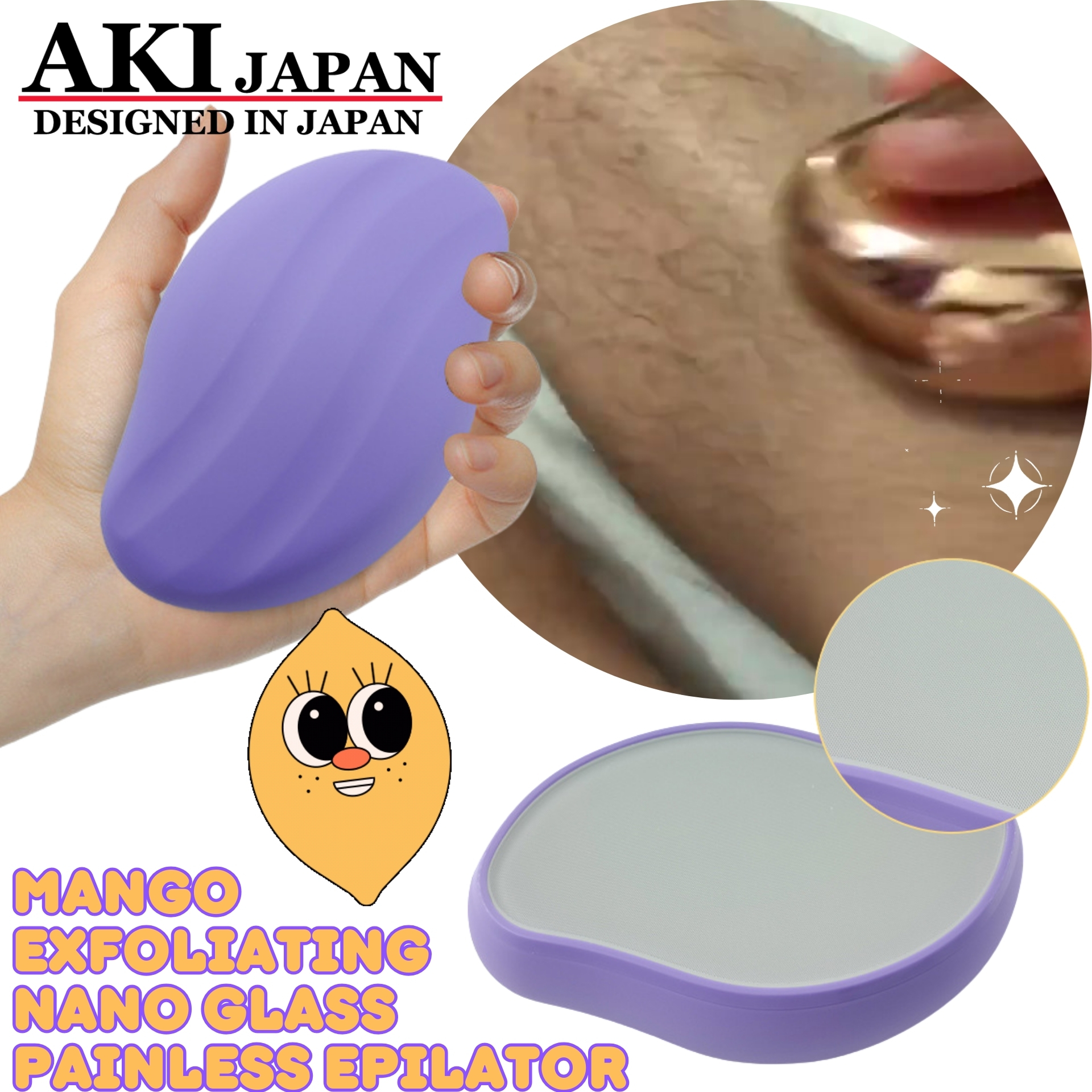 Japan AKI Mango Style Exfoliating Nano Glass Painless Epilator (A0149)