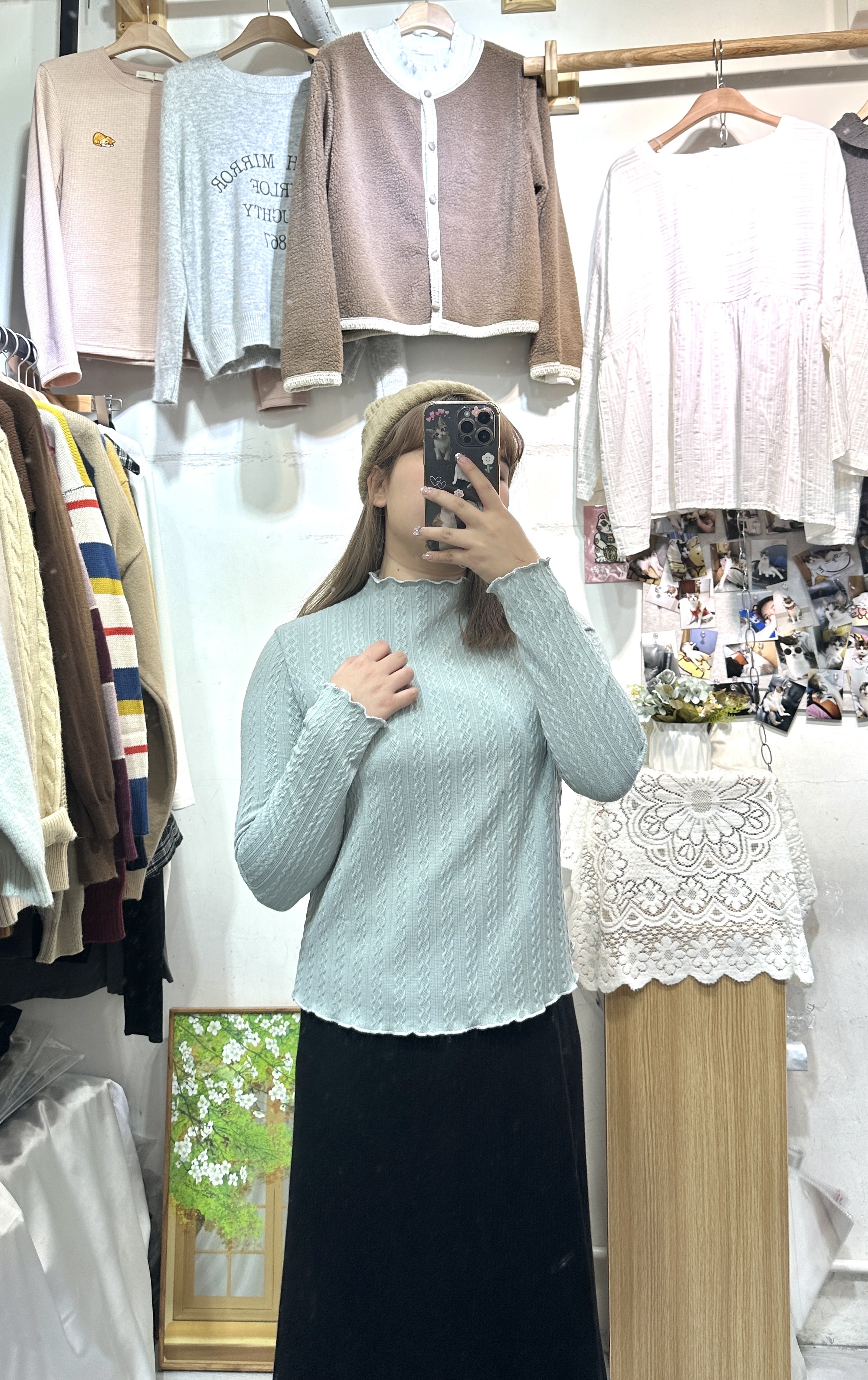 扭紋撞邊高領Top✨✨