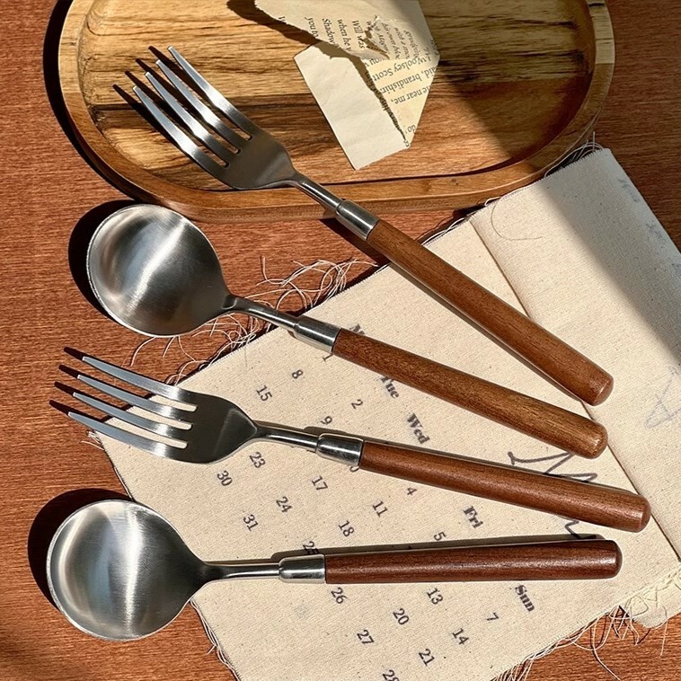 《3557》簡約質感仿胡桃木木質餐具