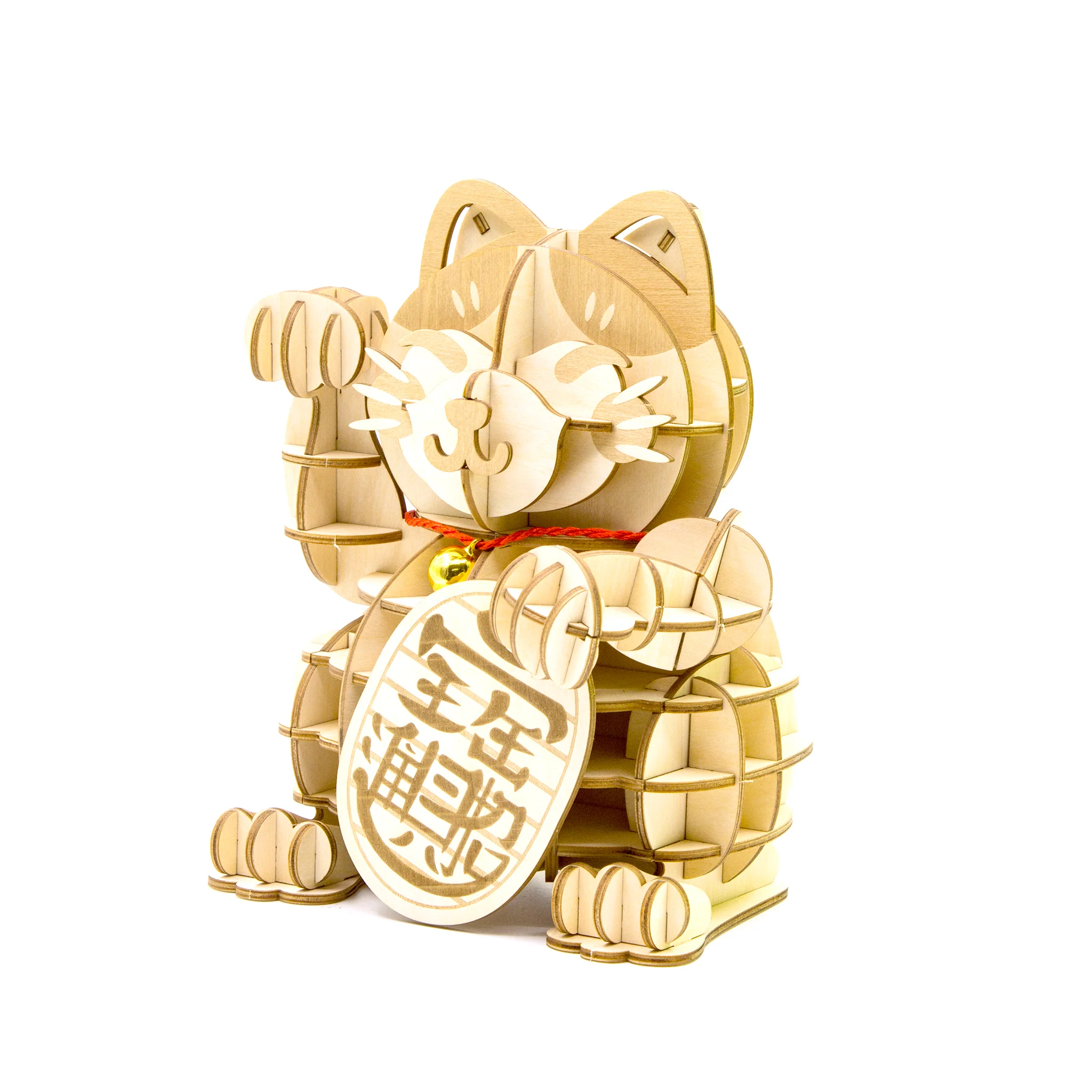 Jigzle 3D Plwood Puzzle - Maneki Neko (Large) 20cm