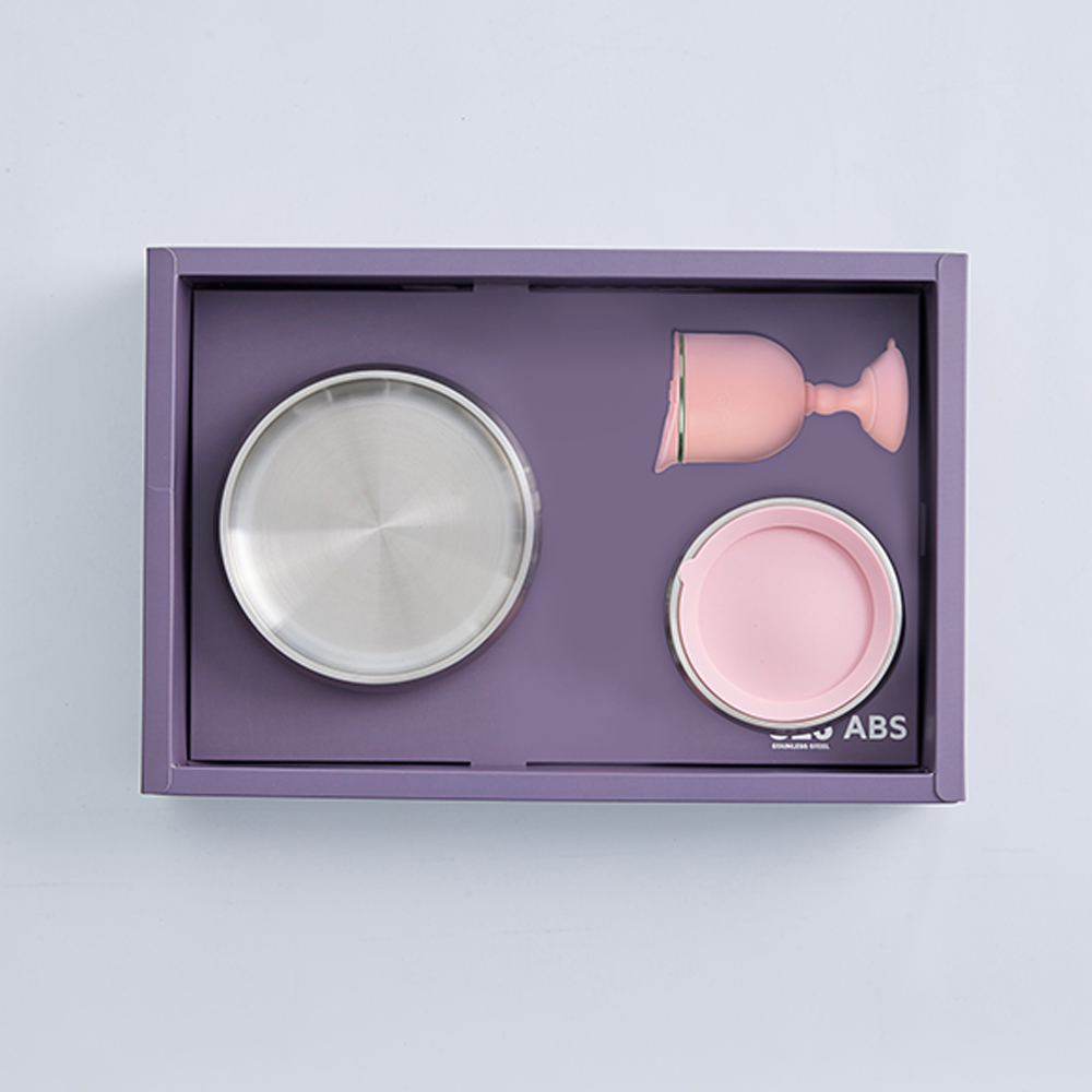 【little.b】精緻成長禮盒｜餐具成長禮盒｜吸盤碗、寬口麥片碗、三用學飲杯｜316雙層不鏽鋼系列｜粉/藍