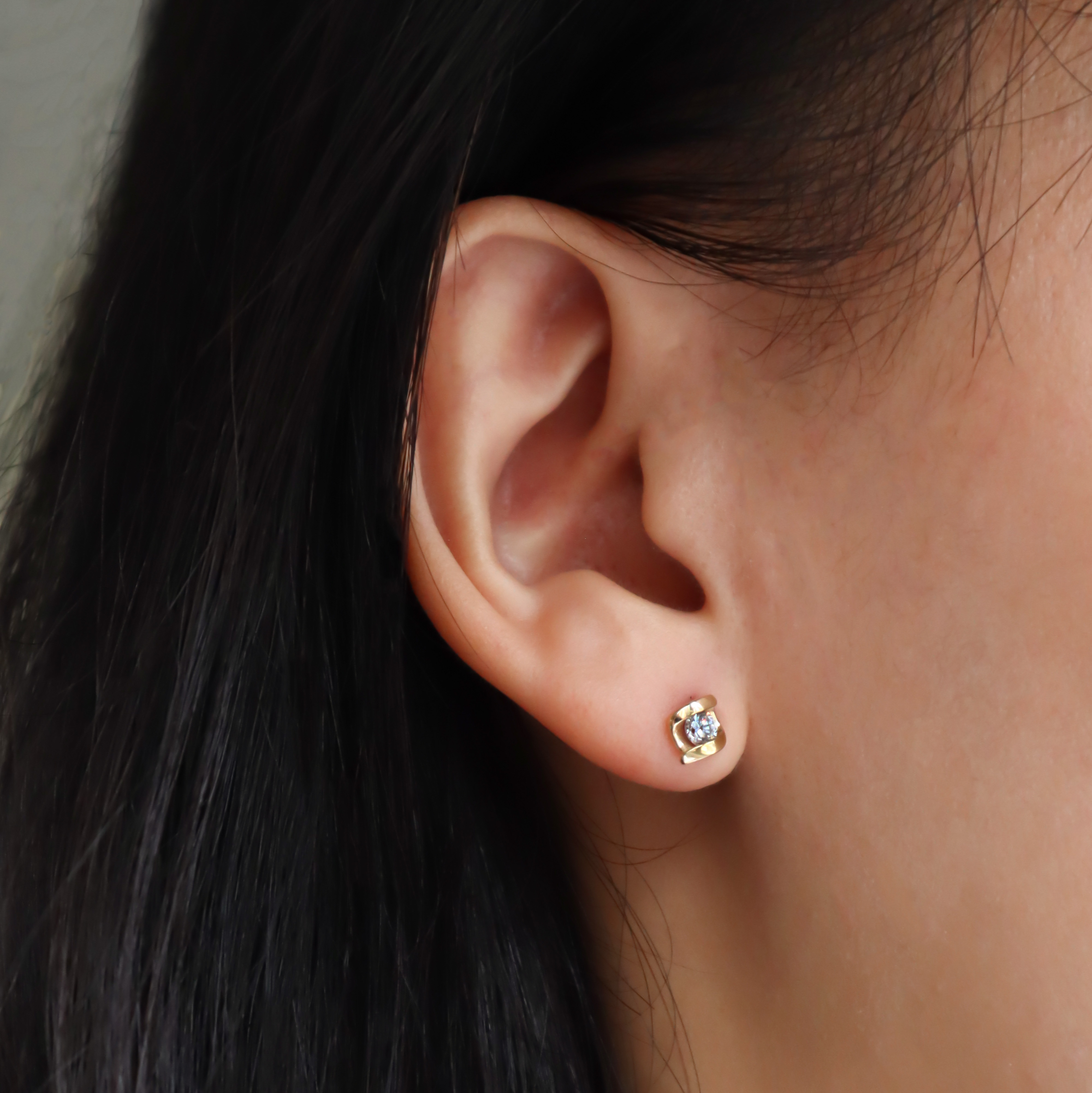 10K/曲線獨鑽耳環