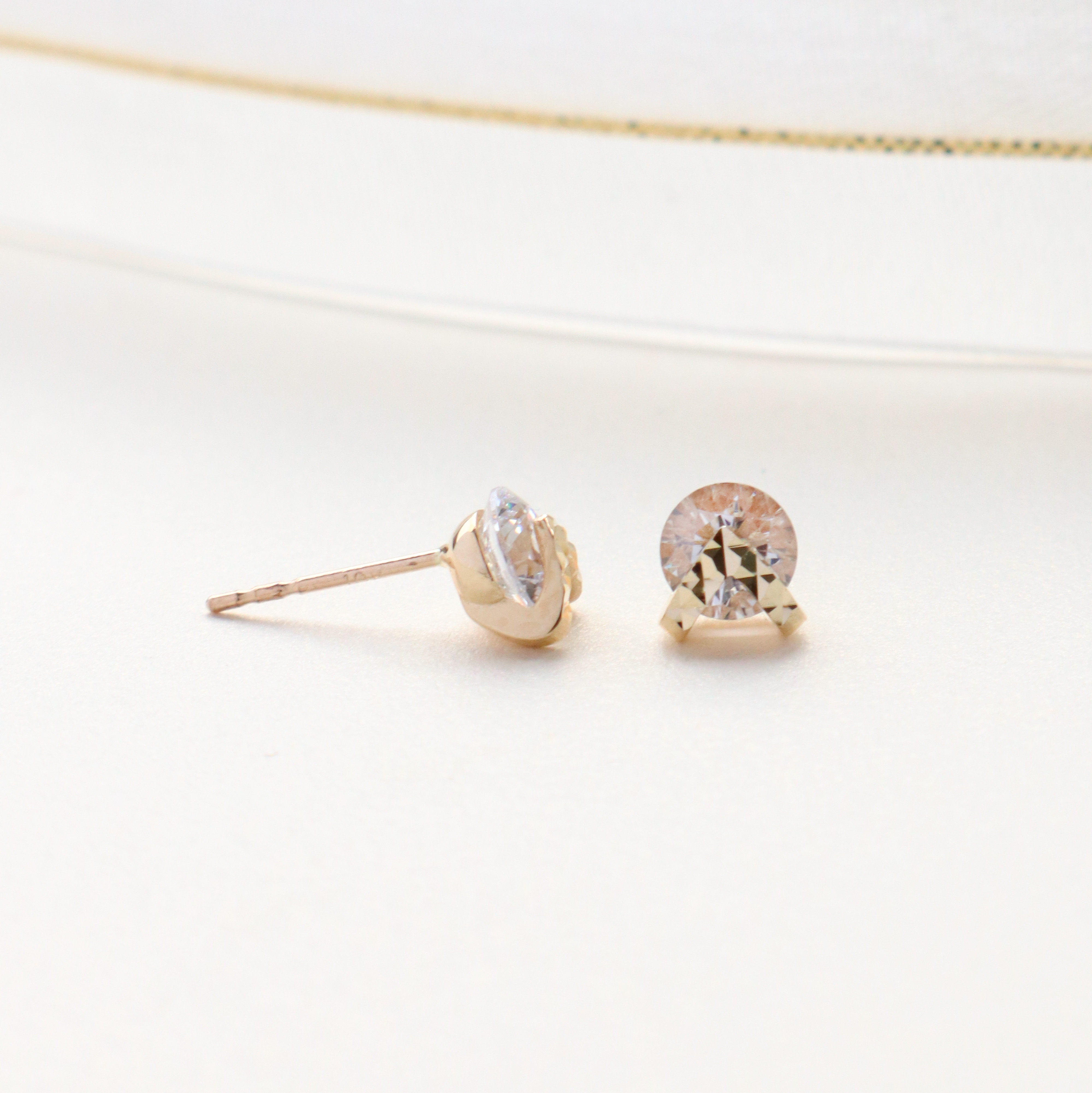 10K/幸運V型獨鑽耳環