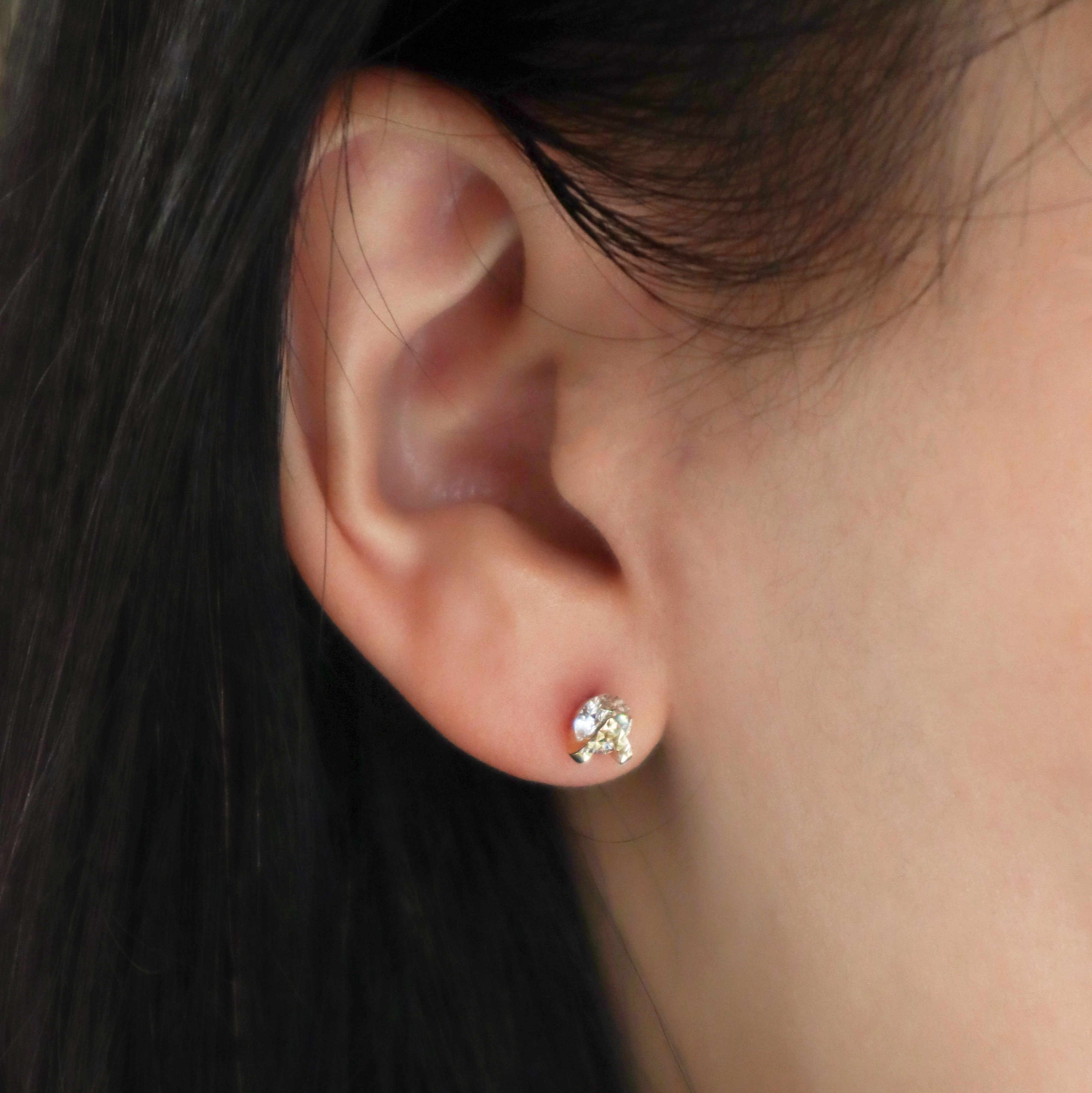 10K/幸運V型獨鑽耳環