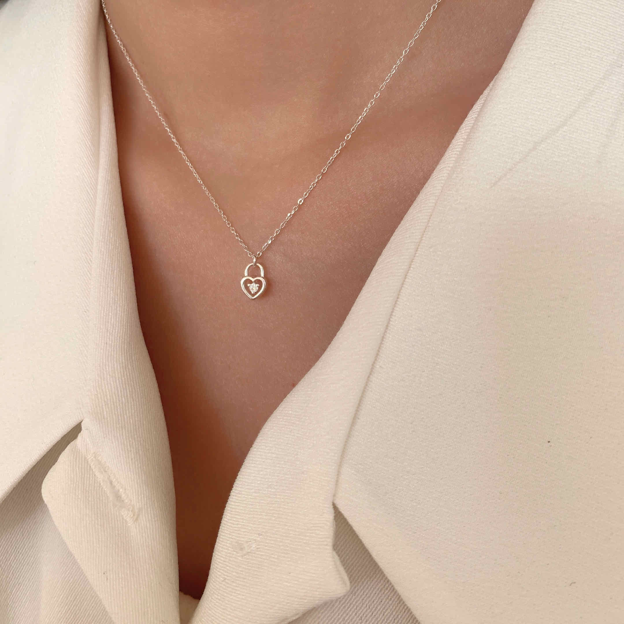 🇰🇷闆娘推薦！925 silver 心之鎖向 項鍊