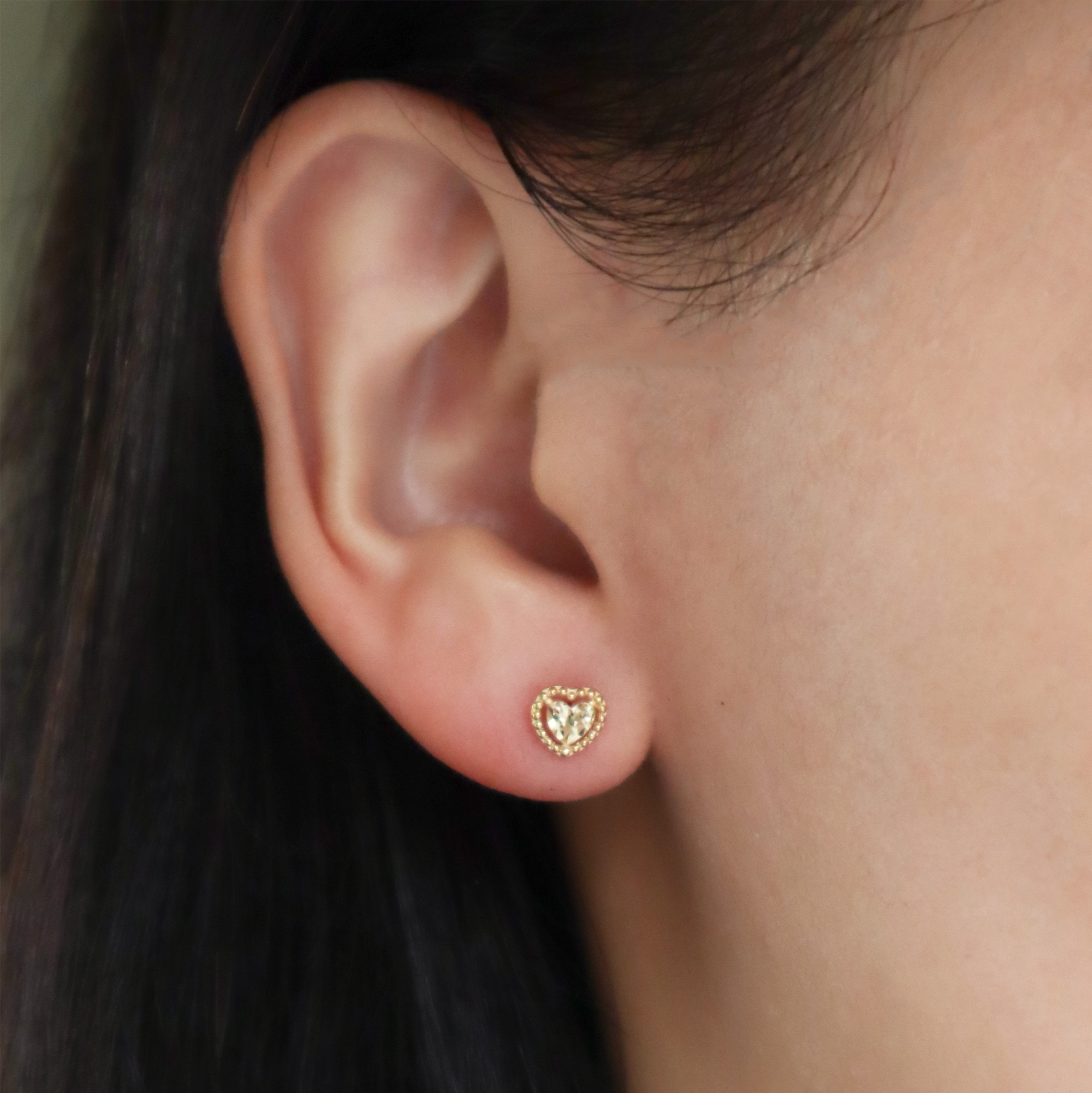 10K/滾邊小愛心耳環
