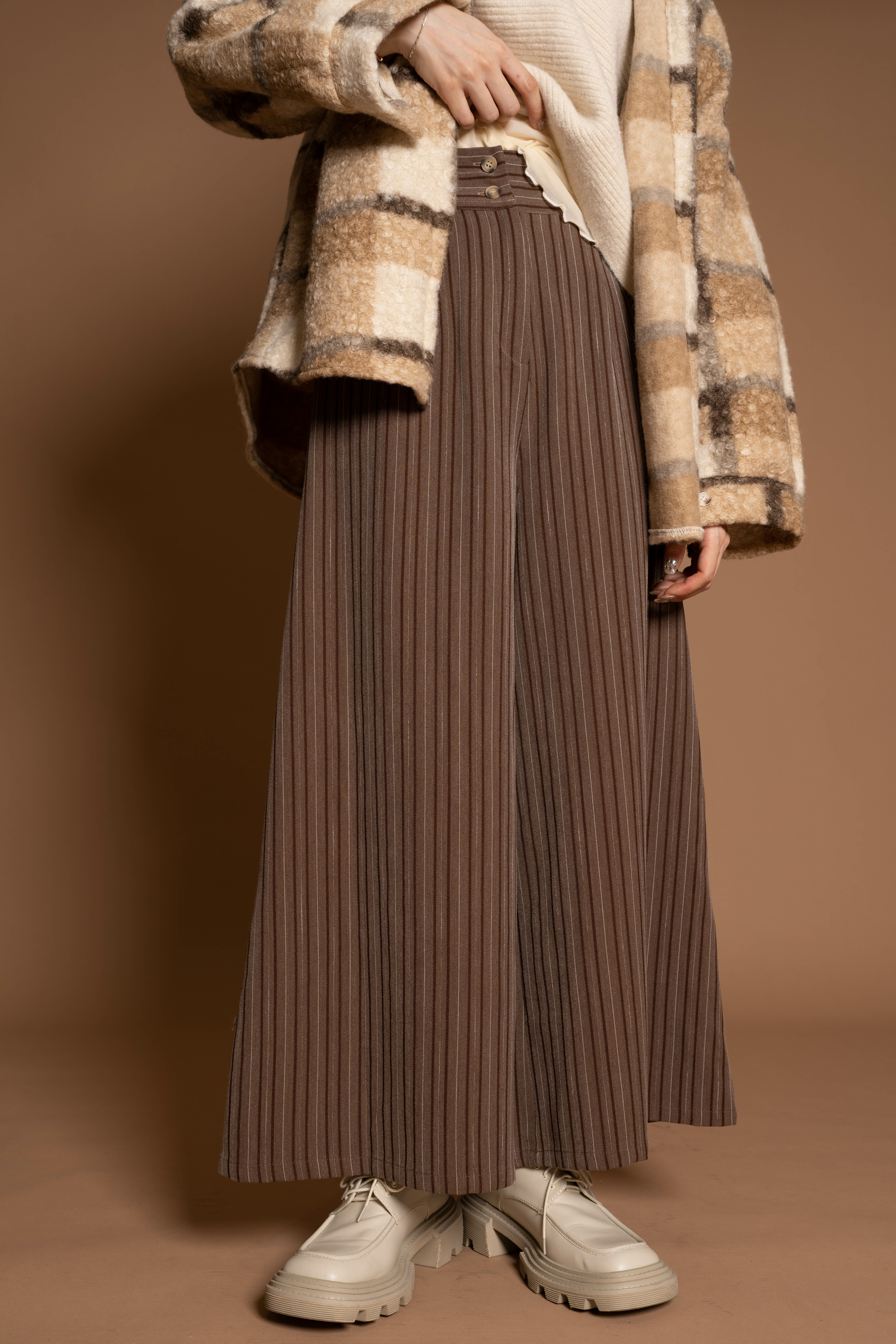 韓國日雜配色寬鬆褲裙/2色均碼/咖