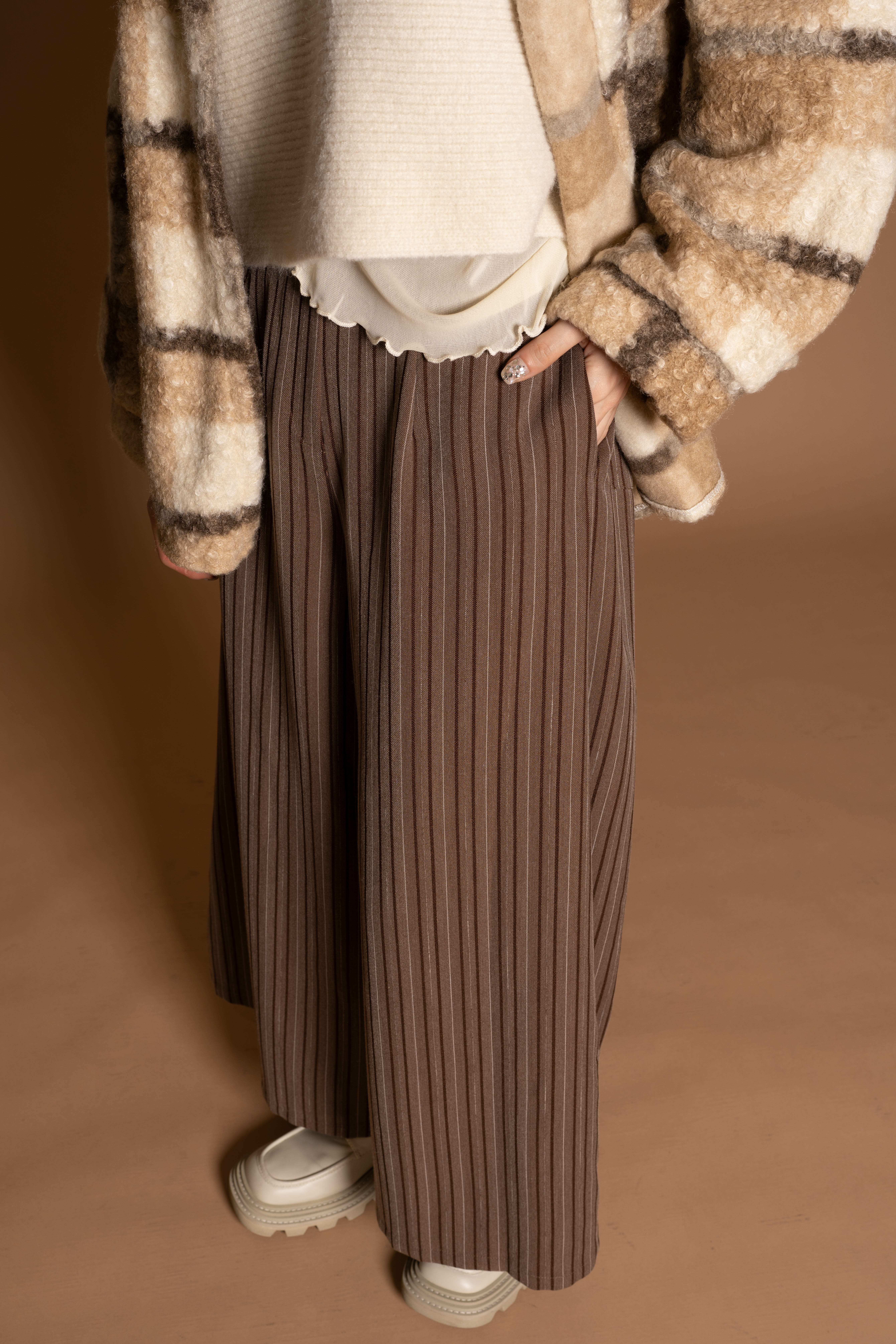 韓國日雜配色寬鬆褲裙/2色均碼/咖