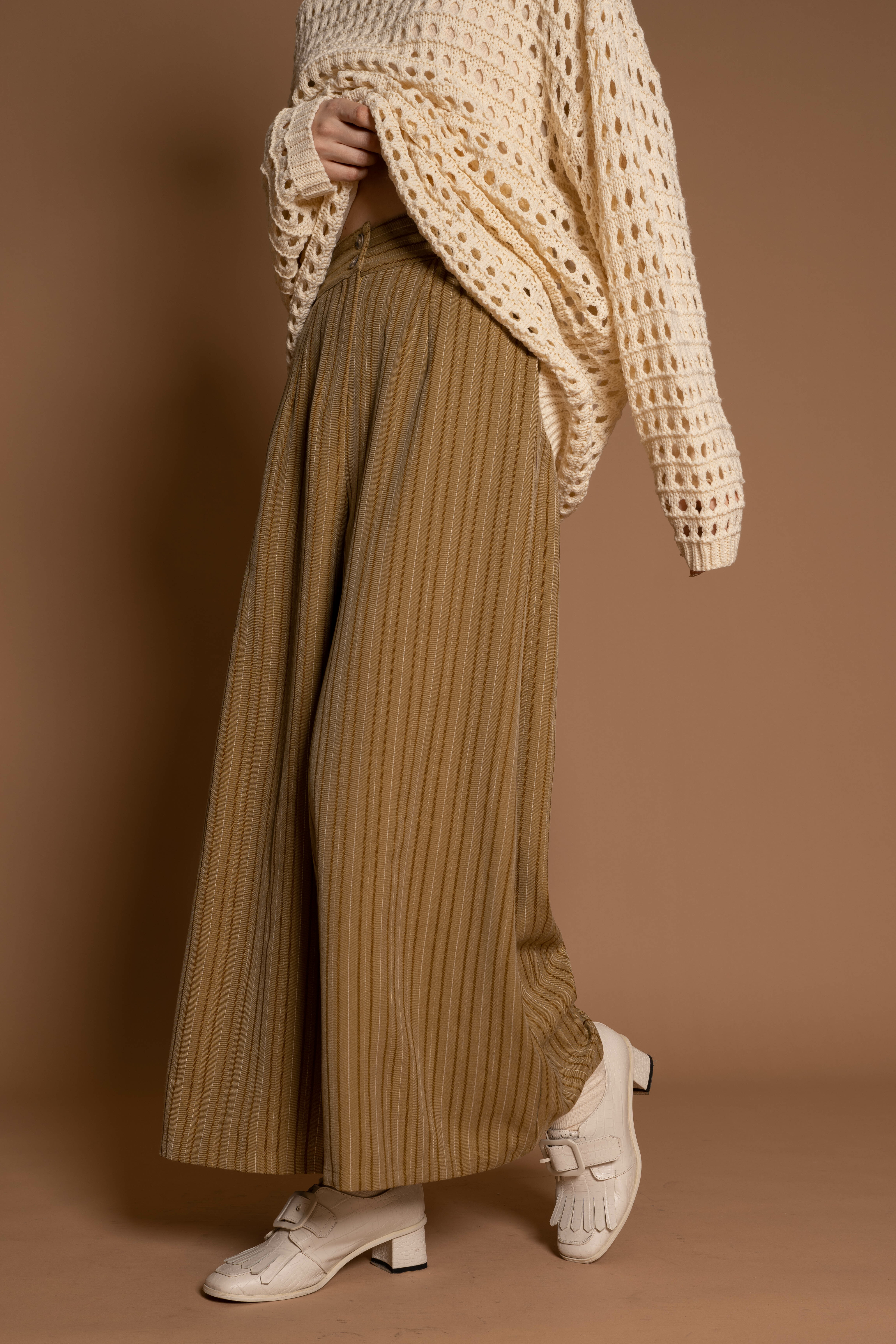 韓國日雜配色寬鬆褲裙/2色均碼/芥黃