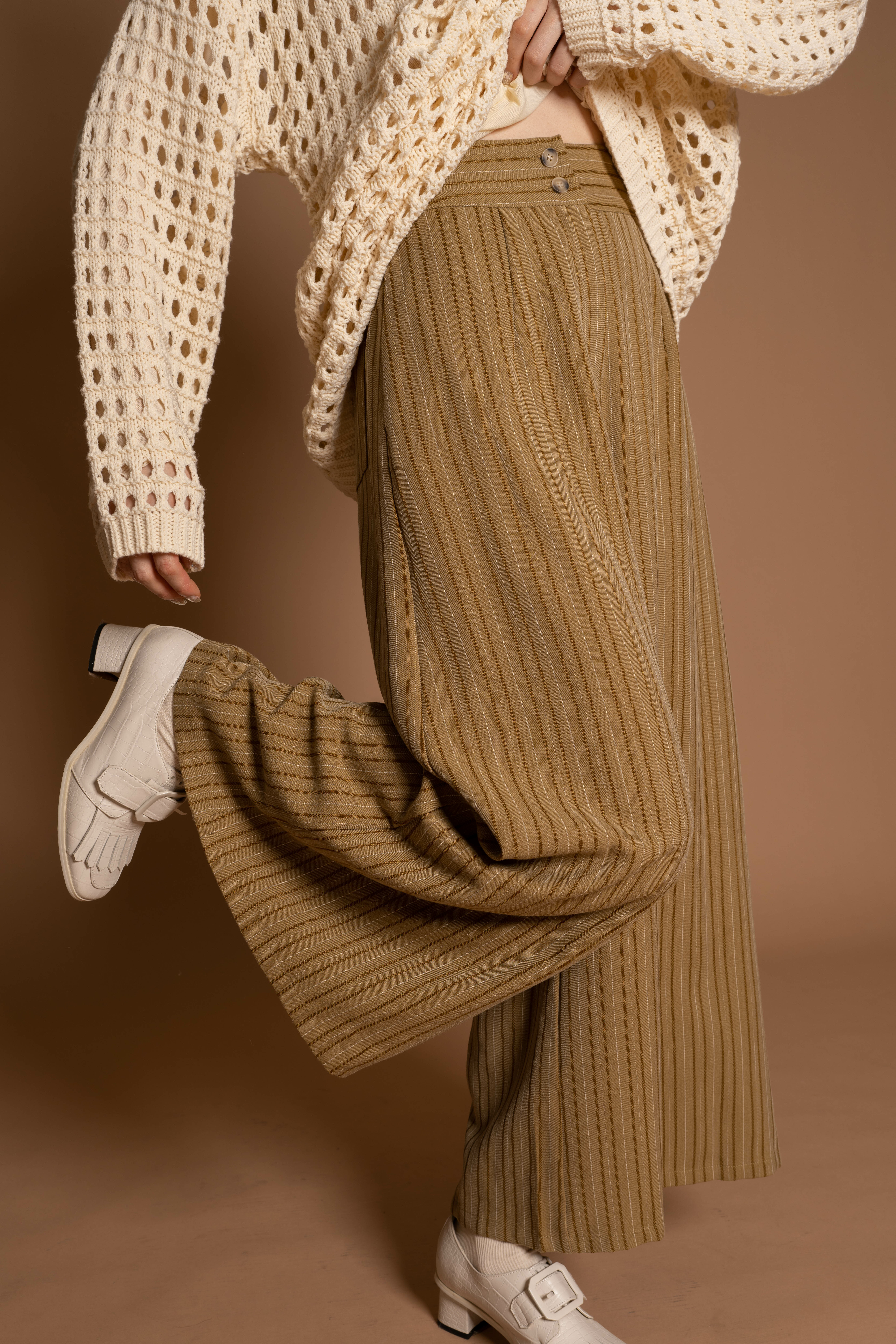 韓國日雜配色寬鬆褲裙/2色均碼/芥黃