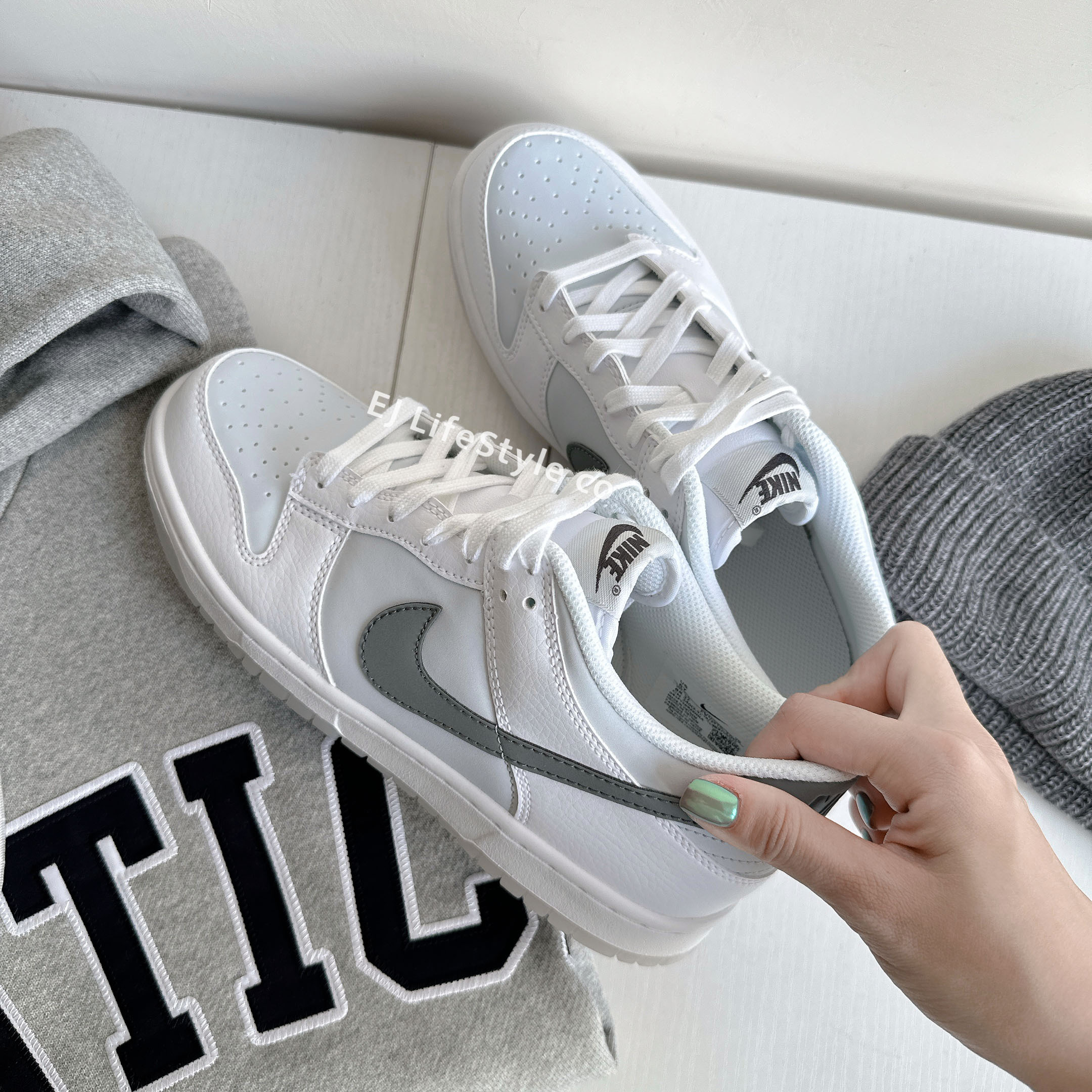 NIKE DUNK LOW 岩石灰 拼接 荔枝皮 淺灰 白 大童鞋  FV0365-100 / 現貨