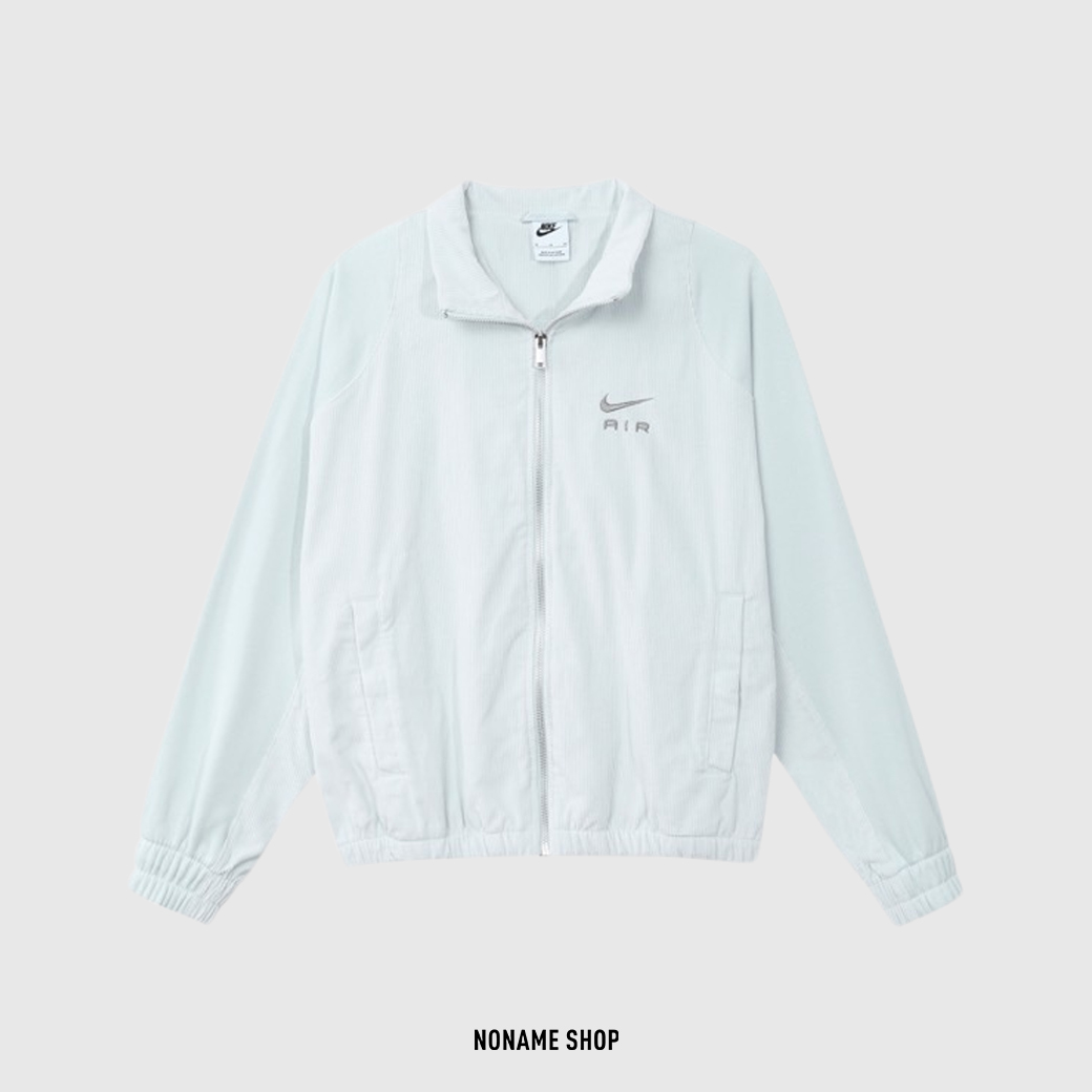 NIKE NSW AIR LOGO 燈芯絨 拉鍊 外套 灰藍色 (女款)