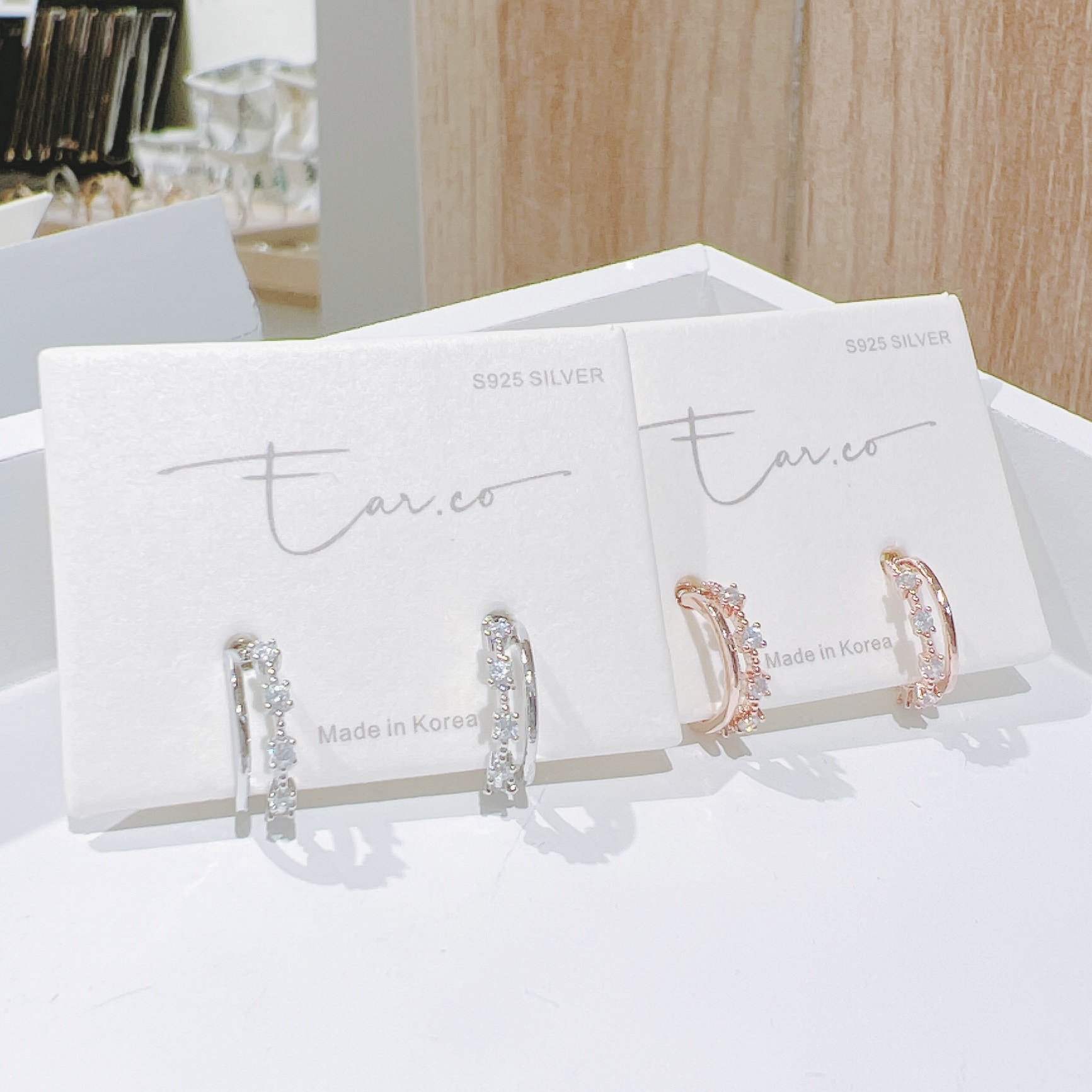 方鑽雙層半耳圈 #H19