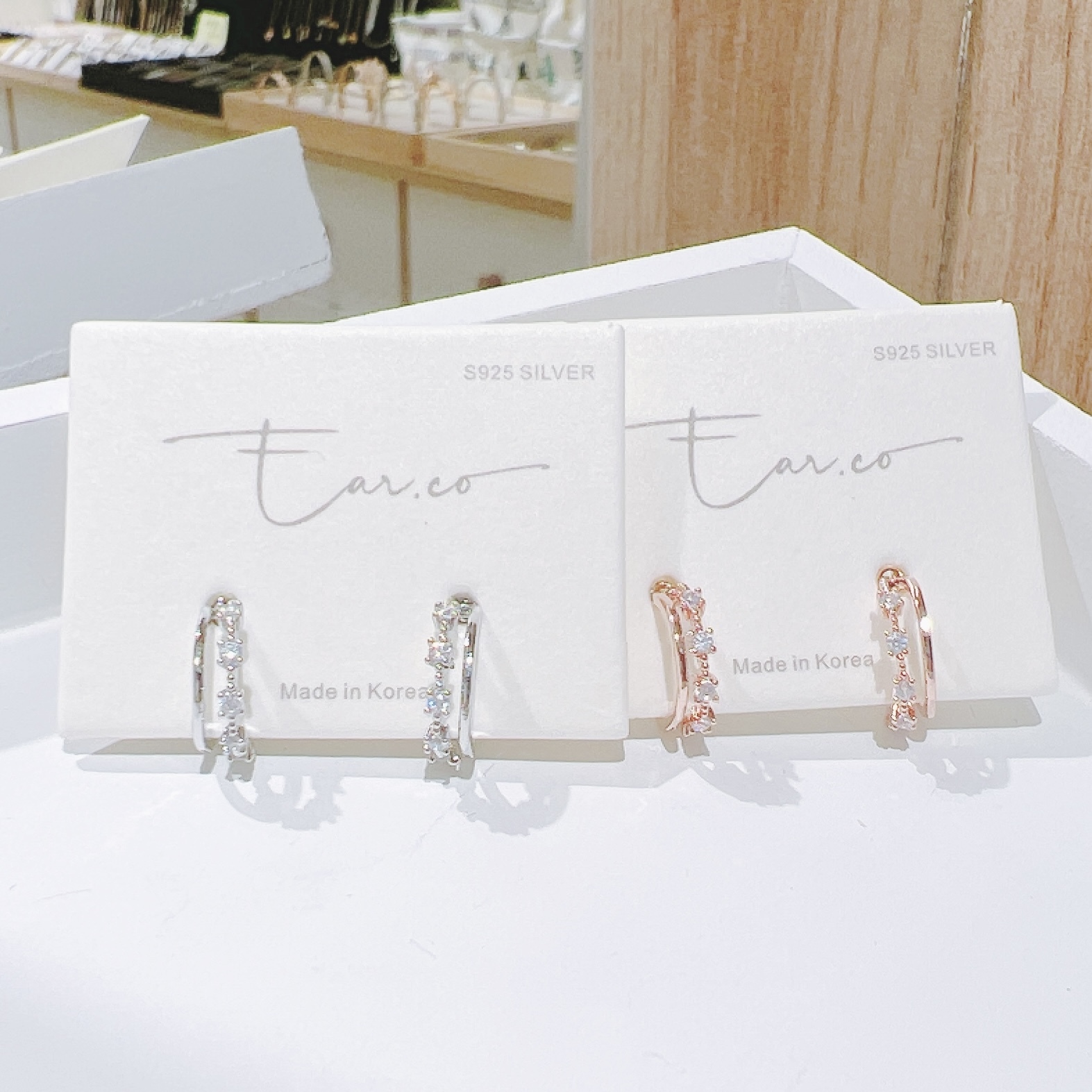 方鑽雙層半耳圈 #H19