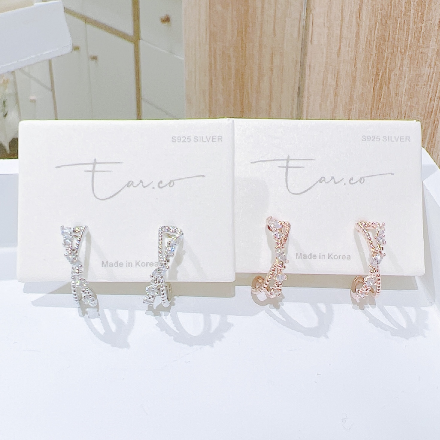 交叉閃石雙層半耳圈 #H17