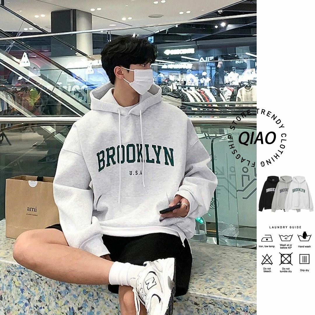 BROOKLYN USA 電繡內刷毛連帽T