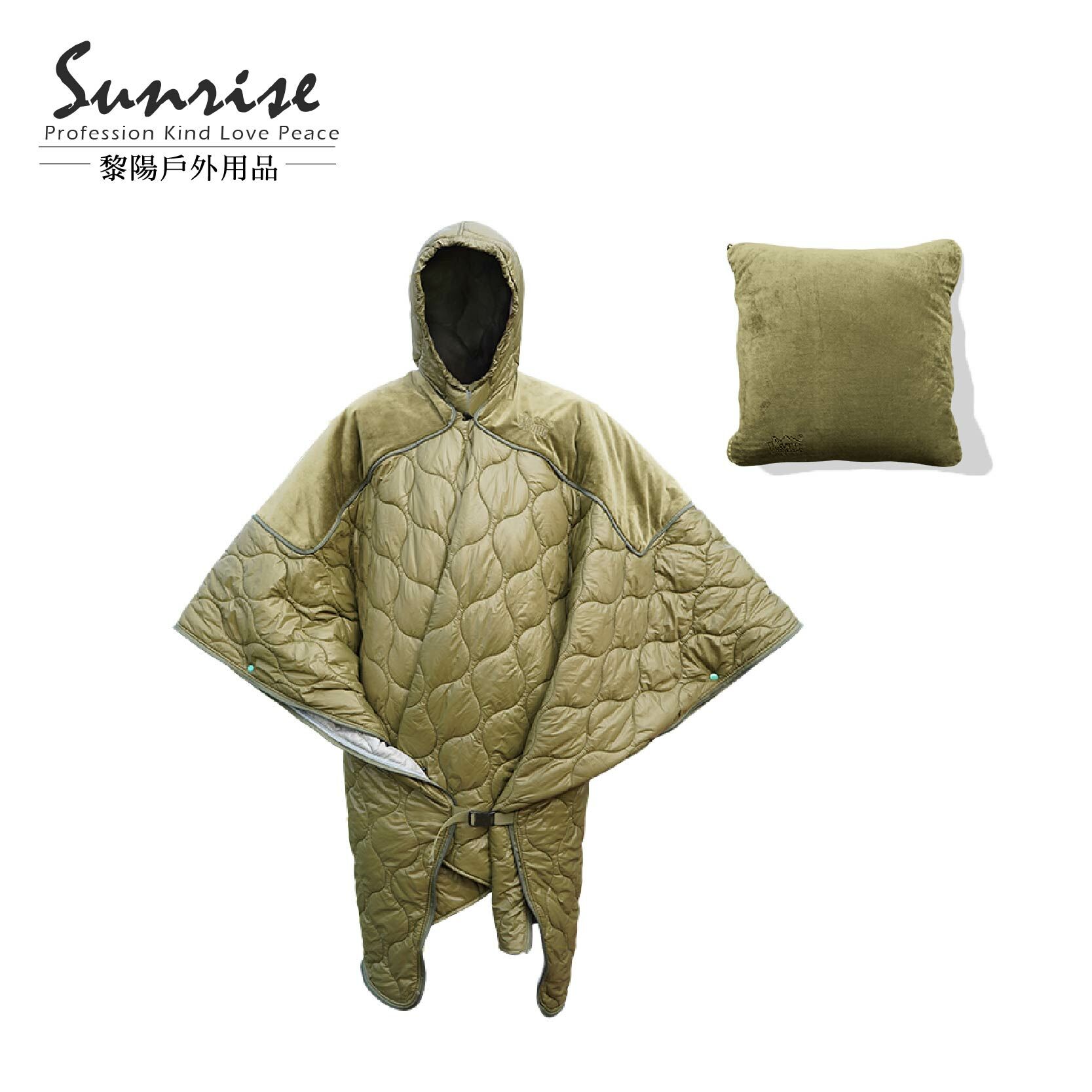 多功能化纖保暖抱枕毯 睡袋/靠枕/毯子/披肩/連帽保暖衣/外出/車用/露營/可收納69CBZ11301