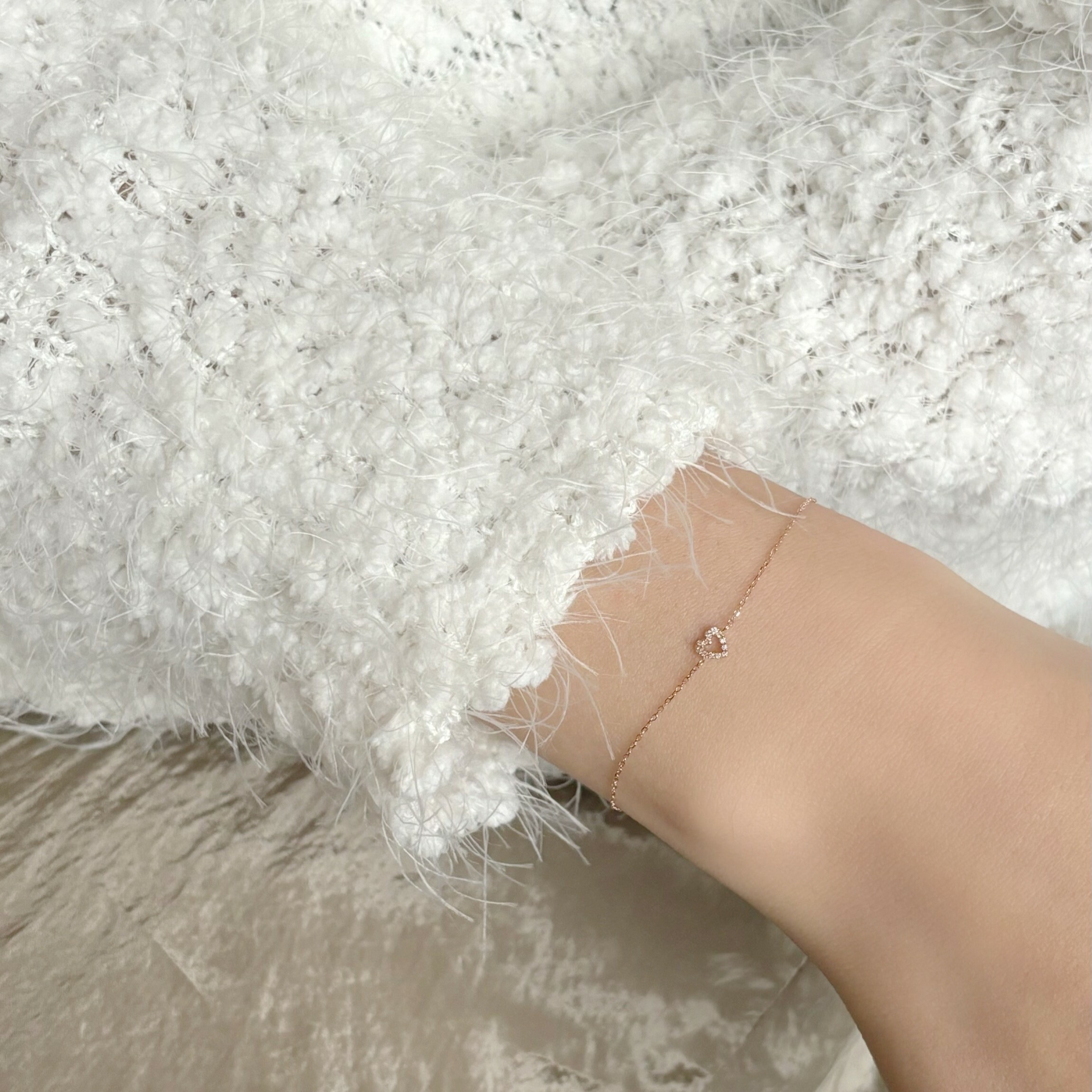 14k簍空愛心pave真鑽手鍊