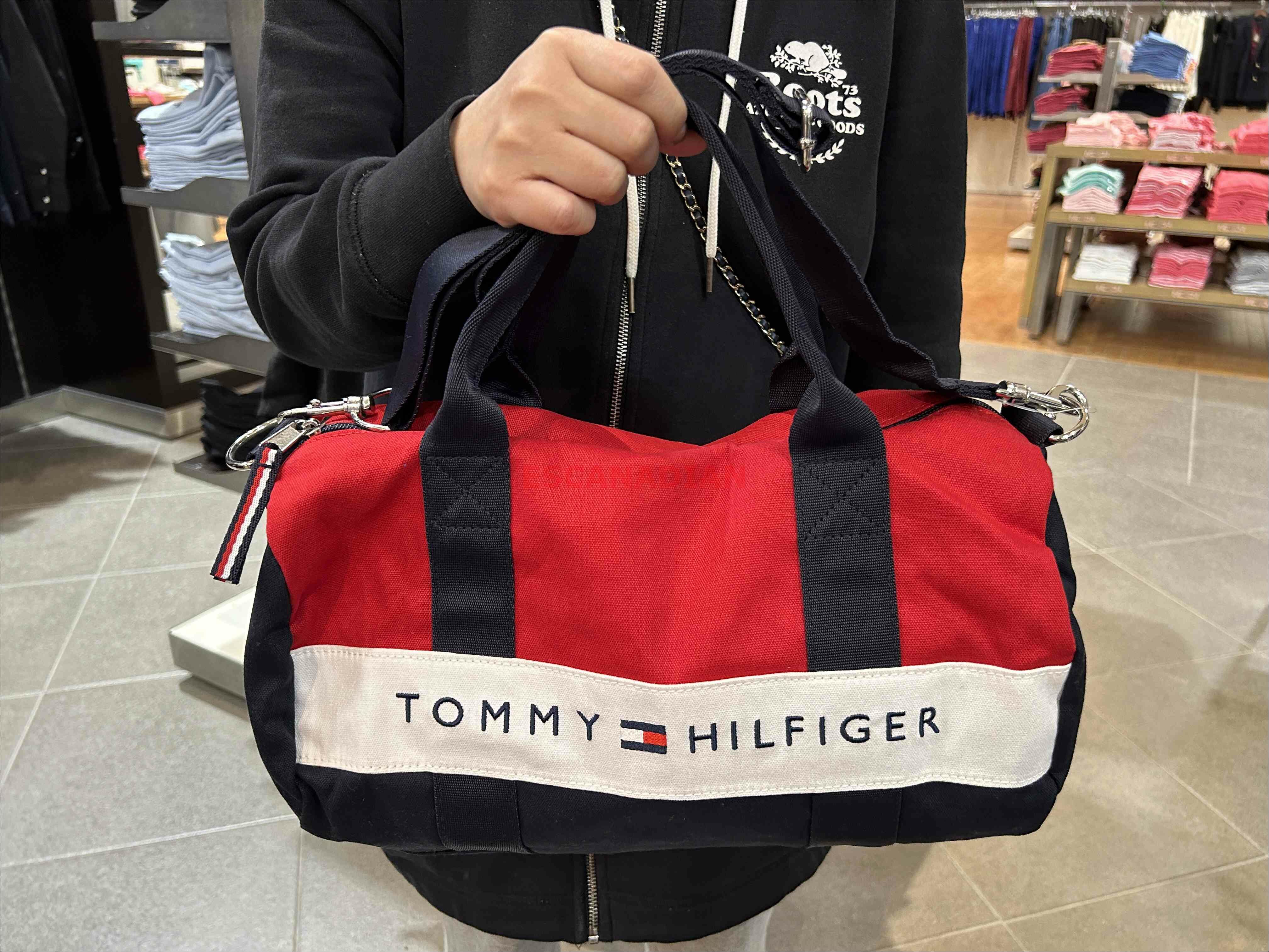 TOMMY 三色 電繡字樣 帆布 旅行滾筒包 (小)
