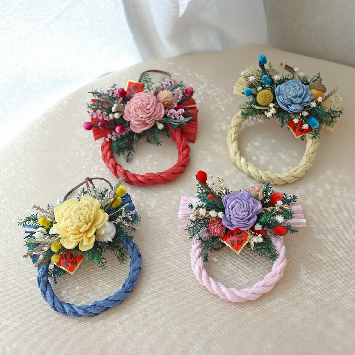 WR03｜新年注連繩掛飾｜乾燥花/永生葉材