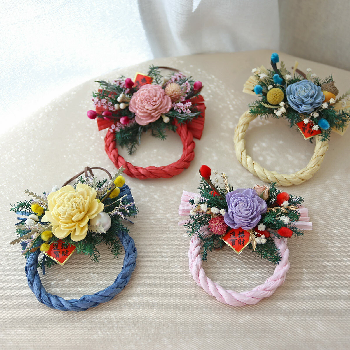 WR03｜新年注連繩掛飾｜乾燥花/永生葉材