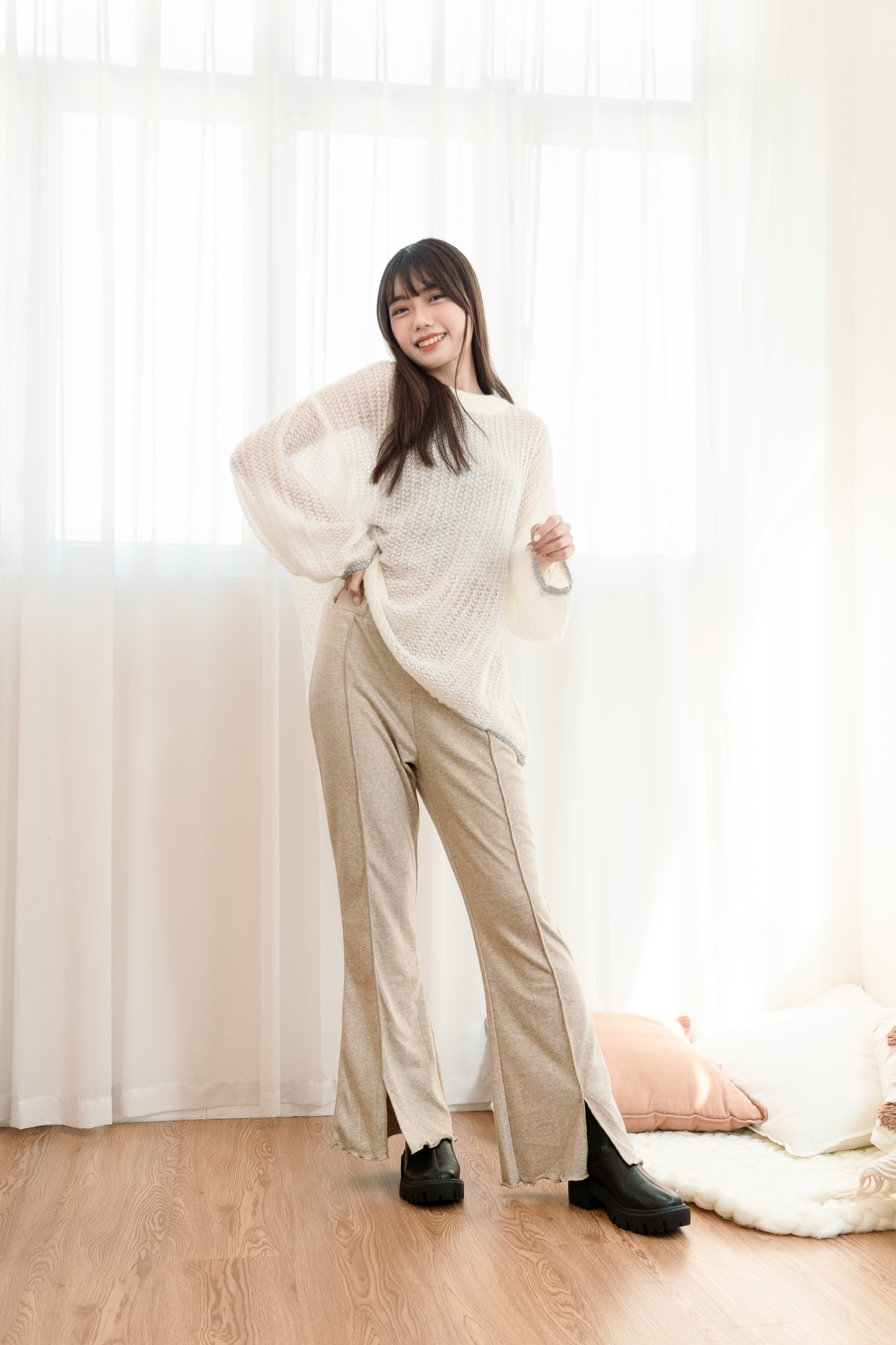 10029 | 無印家居感～超舒適混紡懶人喇叭褲